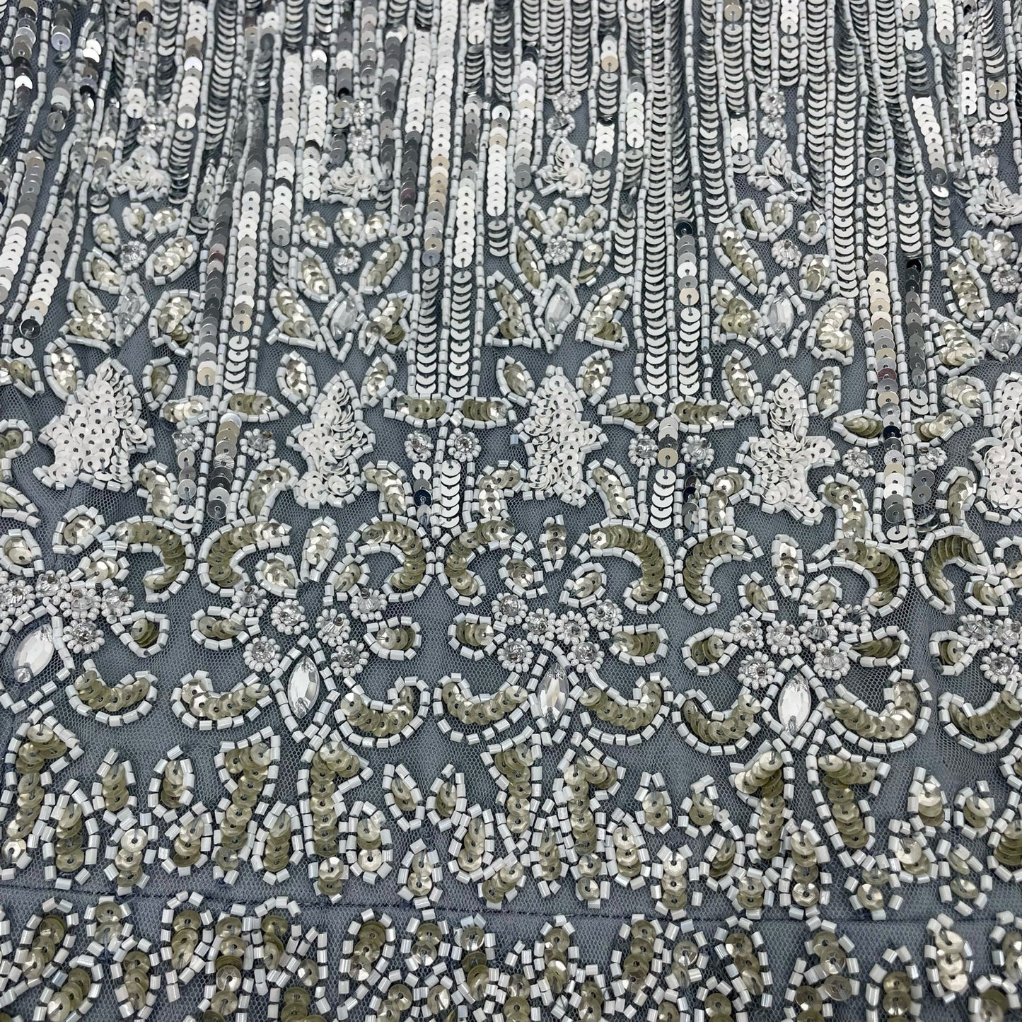 Mac Duggal Embellished Long Sleeve Midi Dress Platinum 5576 Size 20