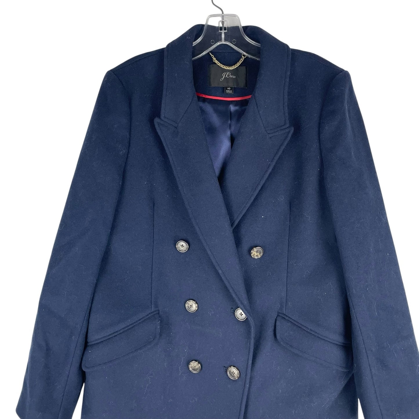 J. Crew Wool Cashmere Blend Double Breasted Top Coat Navy Blue Size 10