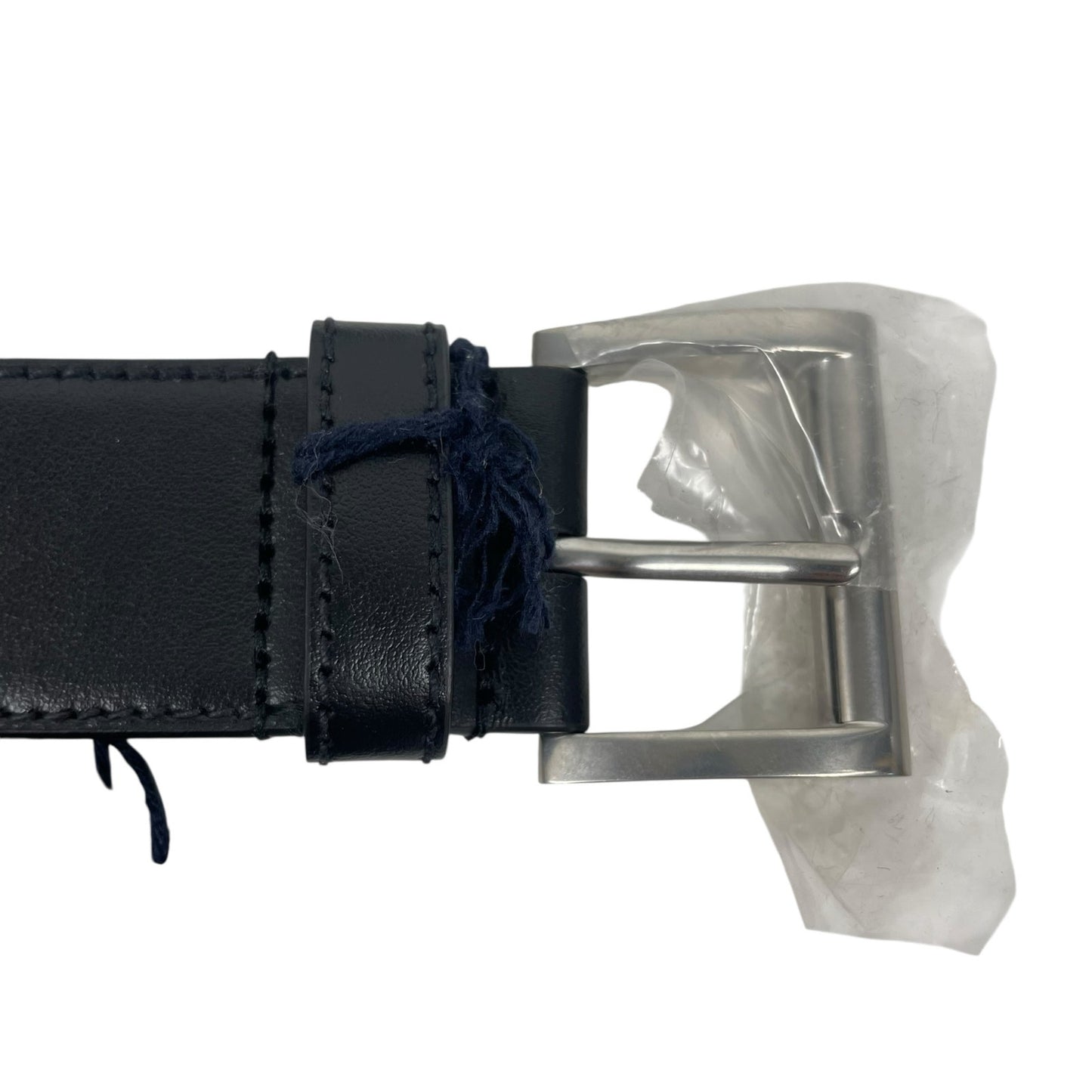 Prada Black Calfskin Leather Belt RUNWAY Silver Buckle Size 80/32