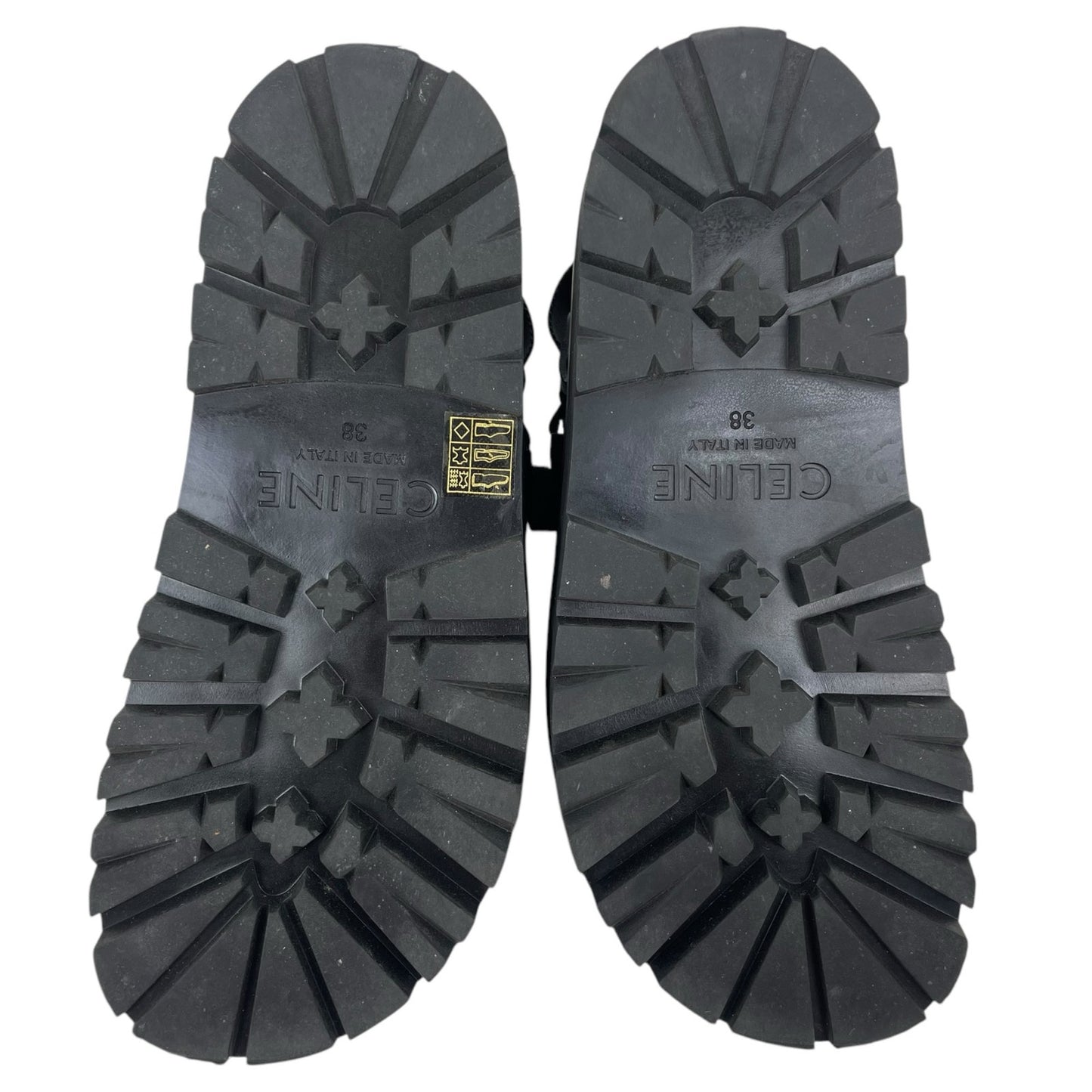 Celine Outdoor Bulky 45mm Calfskin Platform Sandal Lug Sole Black Size 38