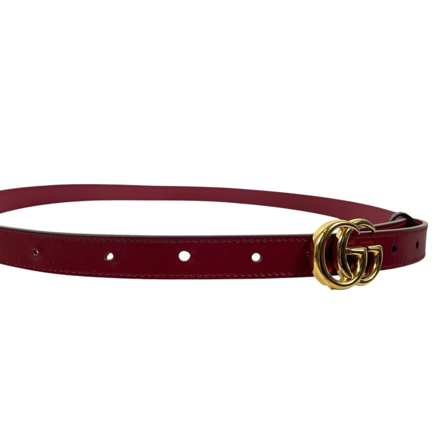 Gucci GG Logo Marmont Thin Leather Belt Rosso Ancora Red Size 100/40