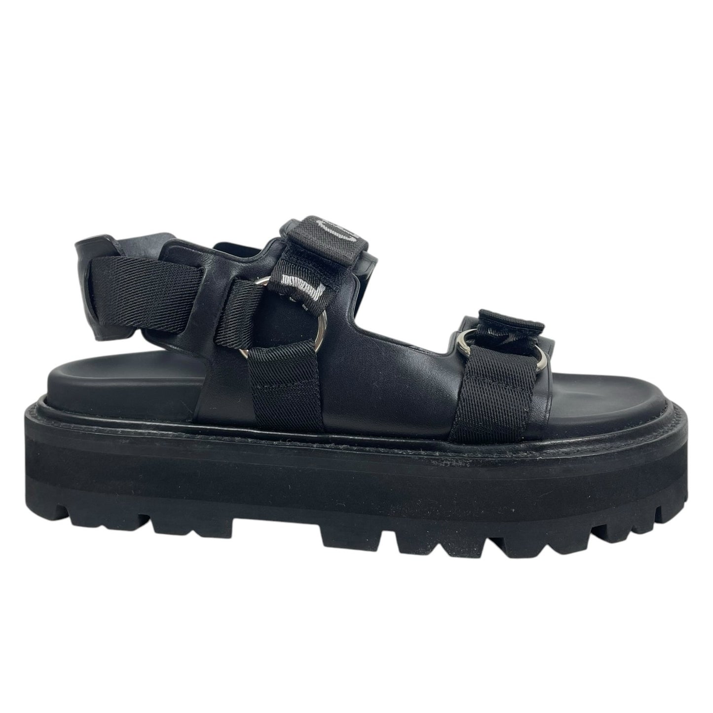 Celine Outdoor Bulky 45mm Calfskin Platform Sandal Lug Sole Black Size 38