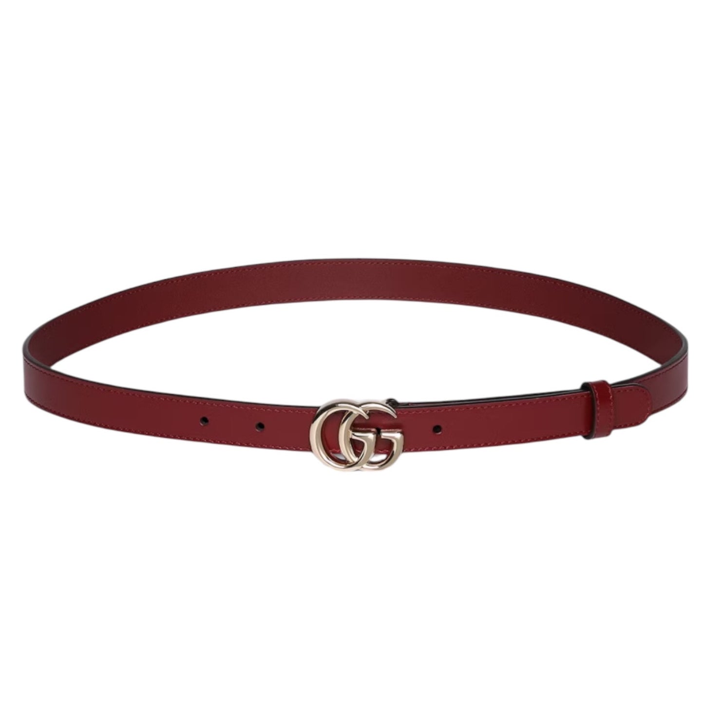 Gucci GG Logo Marmont Thin Leather Belt Rosso Ancora Red Size 100/40