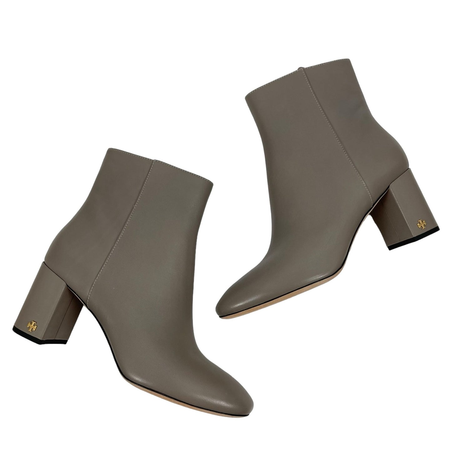 Tory Burch Brooke 70mm Calf Leather Ankle Boots Gray Heron Size 10M