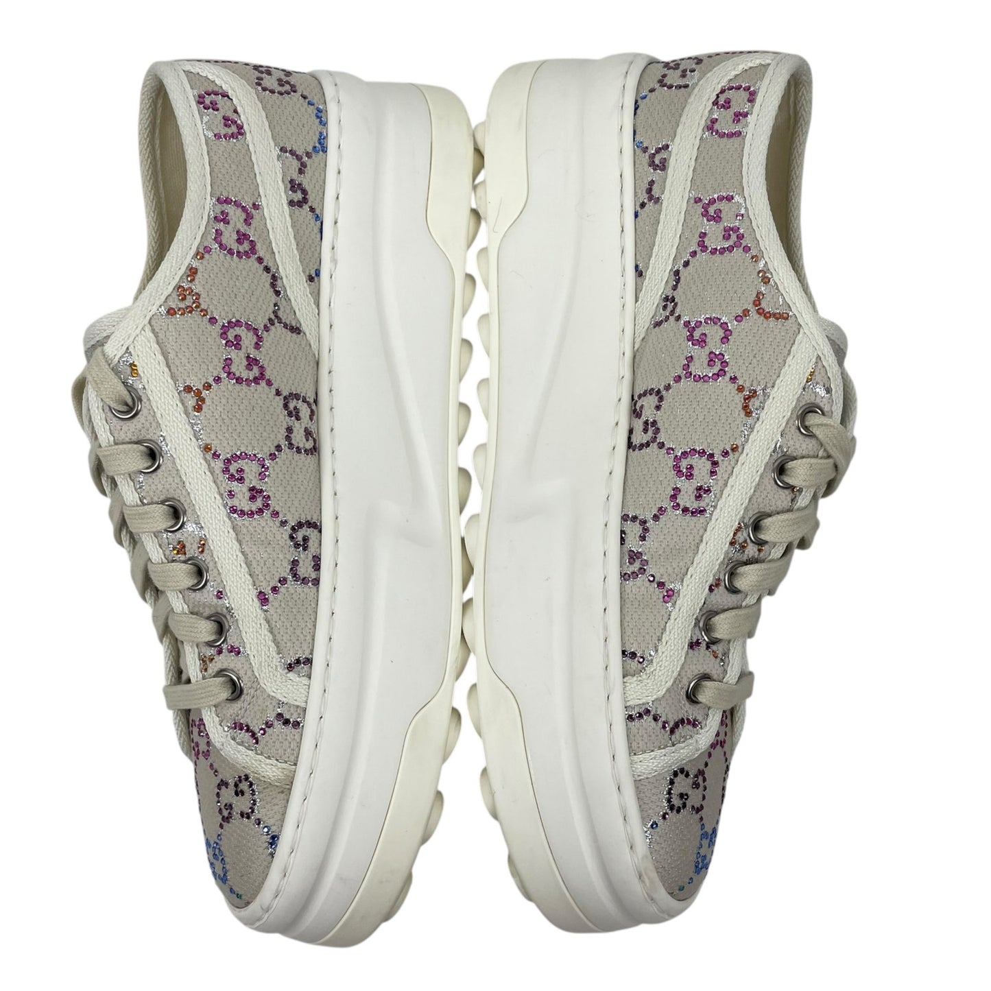 Gucci 1977 Treck Multicolor Crystal GG Canvas Platform Sneaker Size 38.5