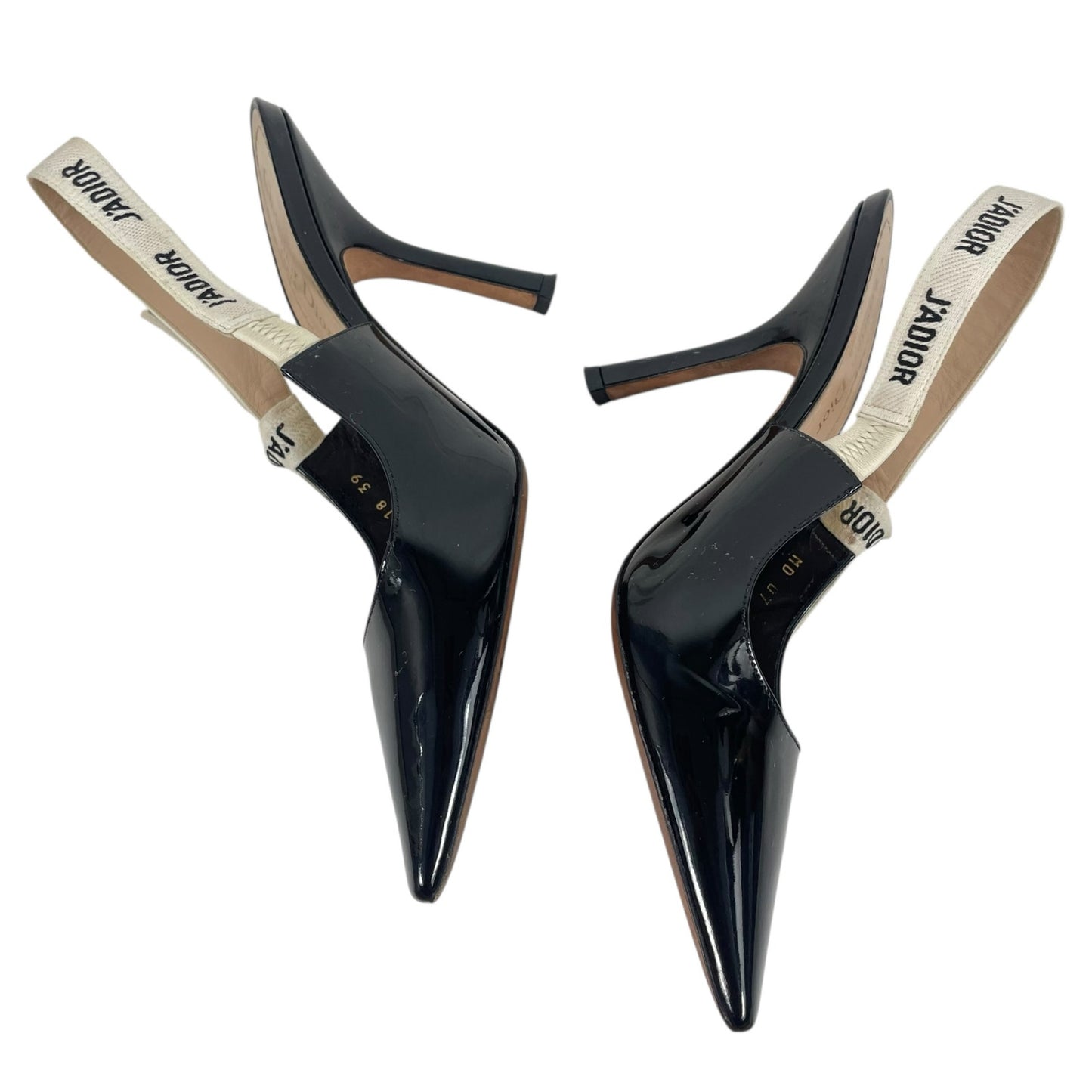 Christian Dior J'Adior 100 Slingback Pumps Patent Leather Black Size 39