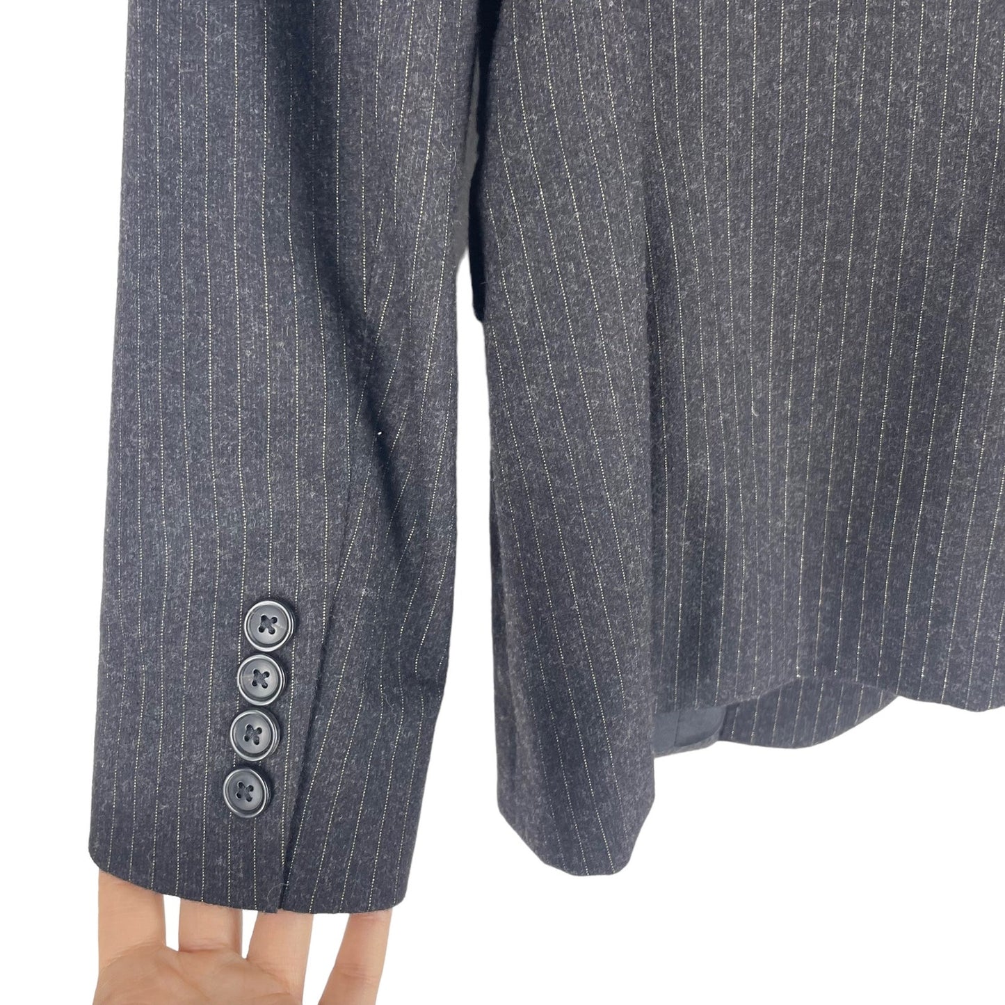 Ralph Lauren Black Label Wool Angora Blazer Stripe One Button Black Size 8