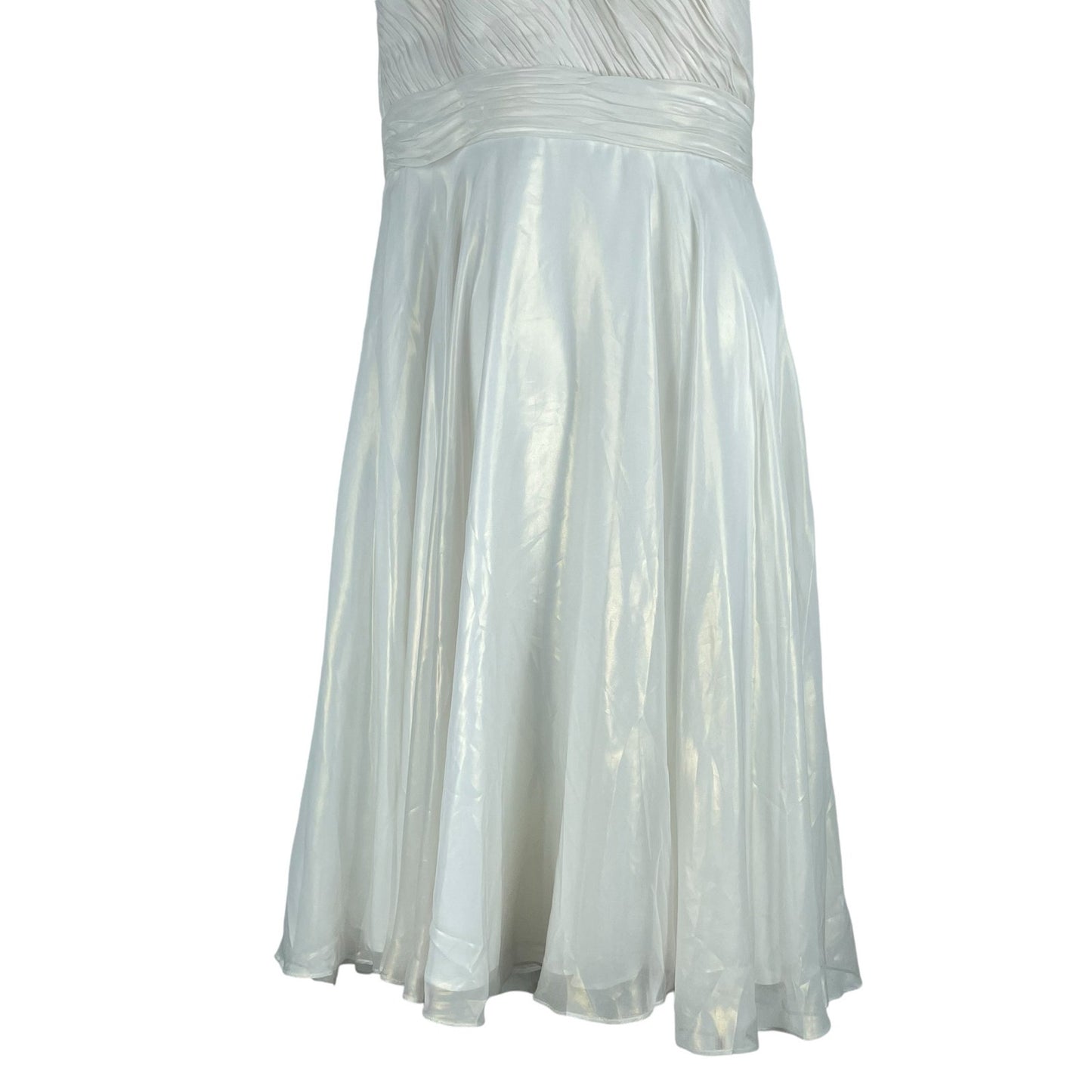 Mac Duggal Rosette One Shoulder Tea Length Dress White Size 12