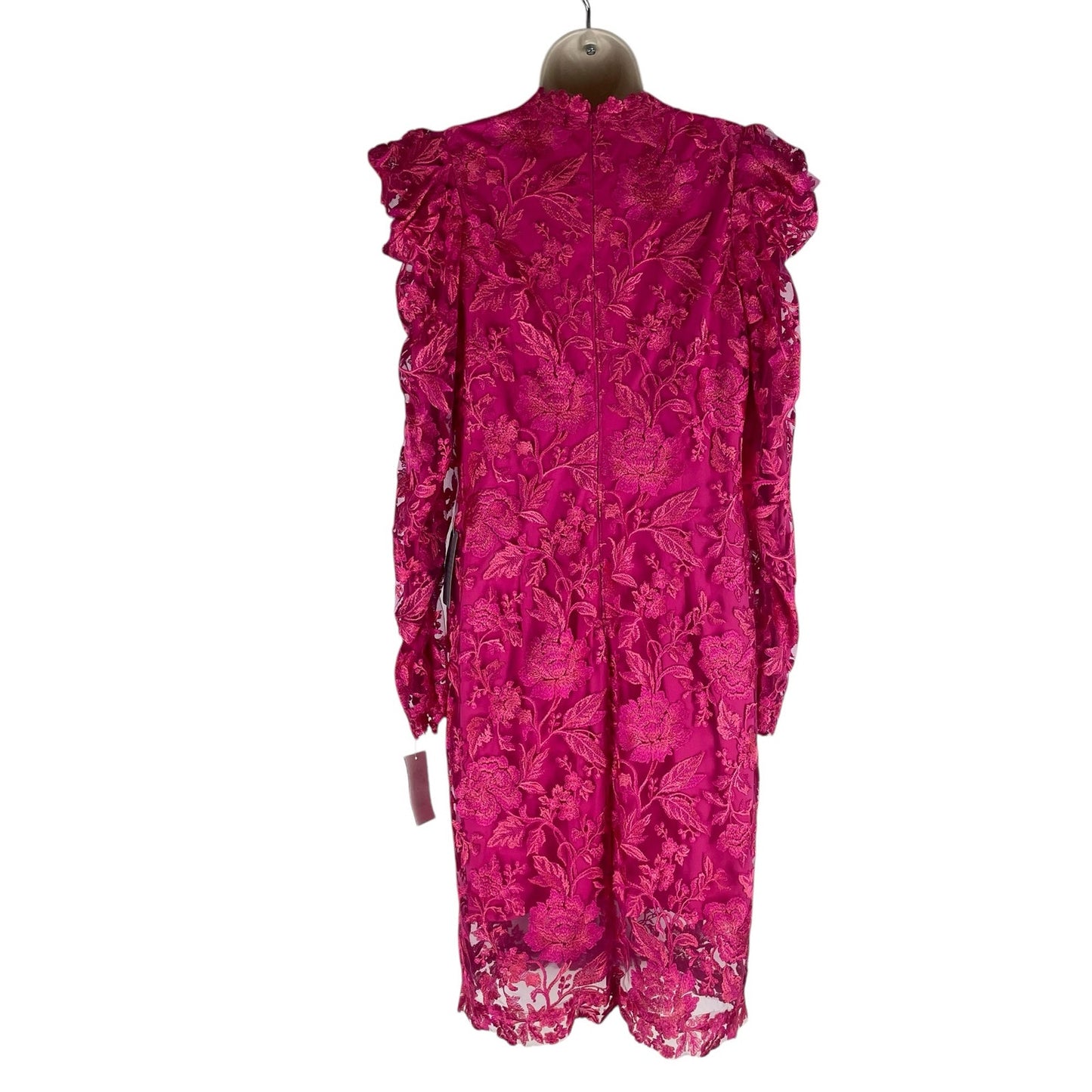 Tadashi Shoji Embroidered Puff Sleeve Cocktail Dress Pink Size 12