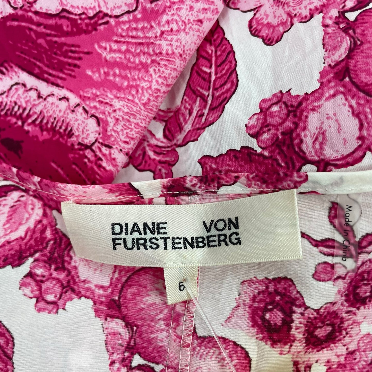Diane von Furstenberg Annabeth Dress Willow Floral Ivory Pink DVF Size 6