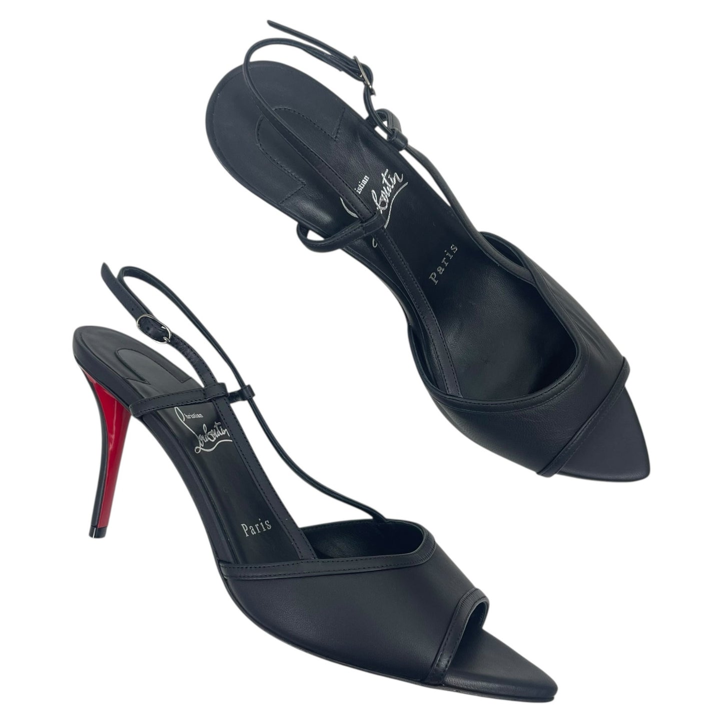 Christian Louboutin Miss Z Open Toe Slingback Sandal Black Size 39.5