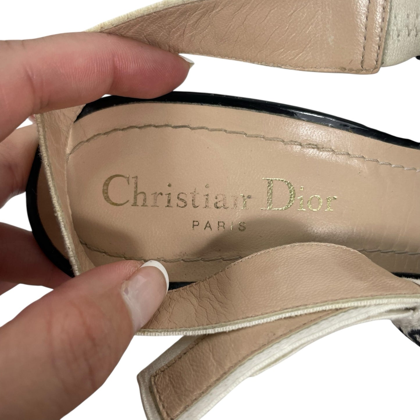 Christian Dior J'Adior 100 Slingback Pumps Patent Leather Black Size 39