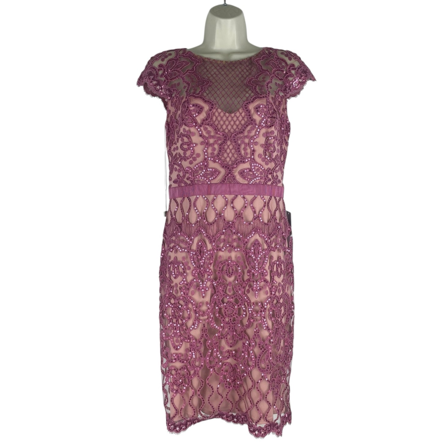 Tadashi Shoji Miranda Sequin Embroidered Cocktail Dress Mauve Size 4