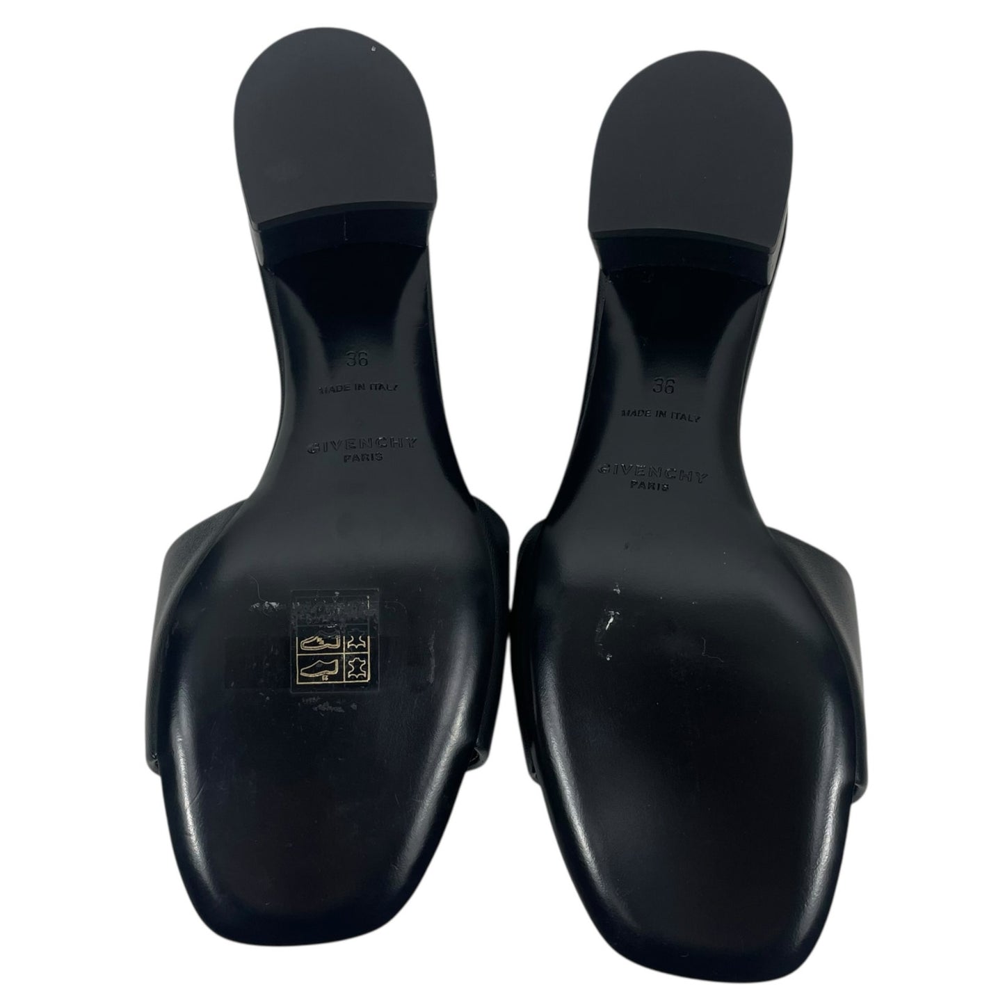 Givenchy 4G Gold Logo Black Nappa Leather Mule Sandal Size 36
