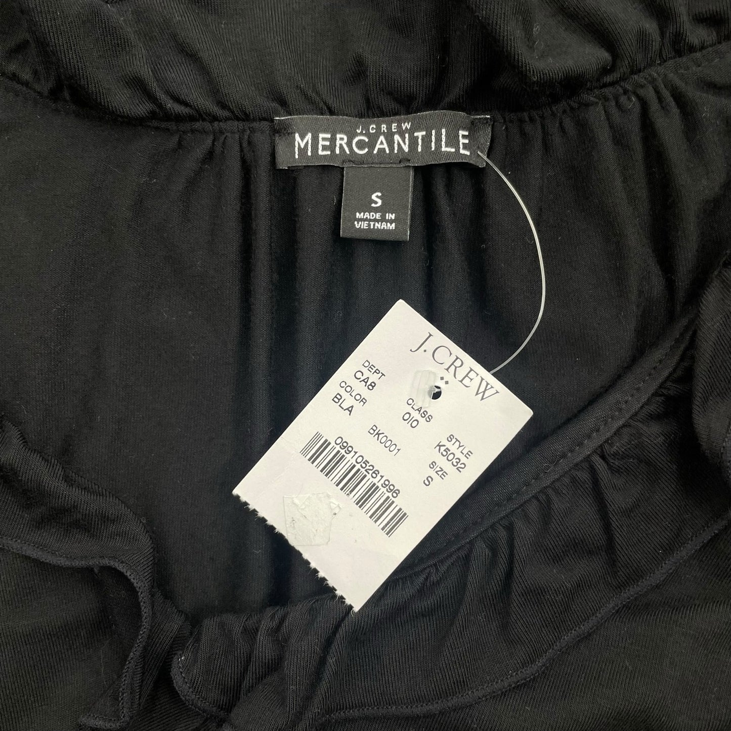 J. Crew Mercantile Ruffle Trim Faux Wrap Side Tie Top Black Size S