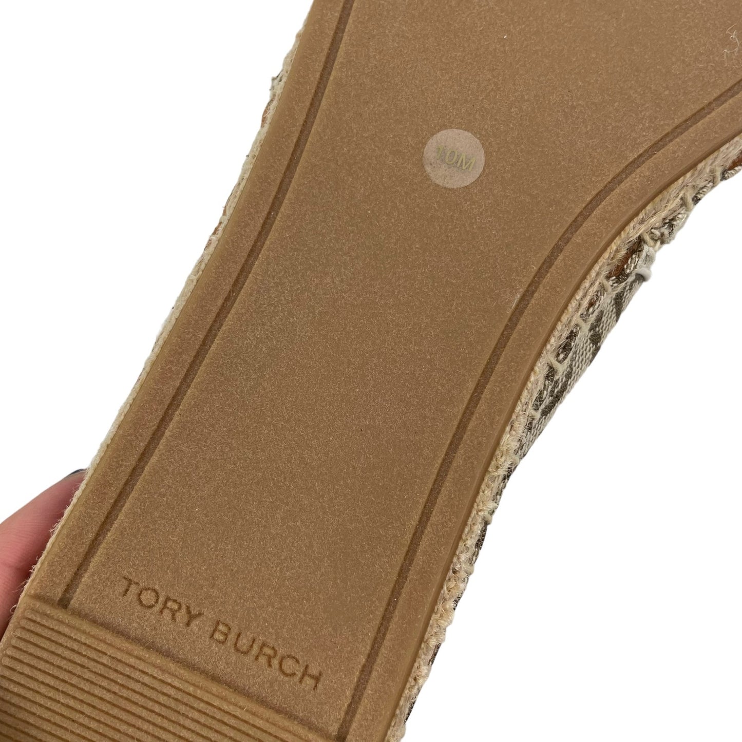 Tory Burch T Logo Monogram Espadrilles Hazel White Leather Size 10