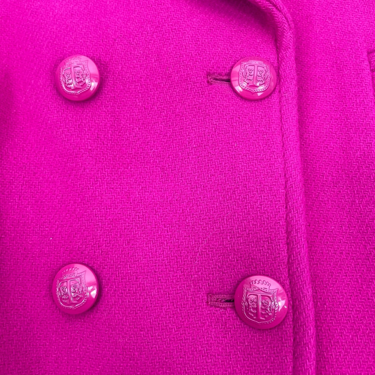 NEW Talbots Wool Blend Double Breasted Pea Coat Hot Pink Size 12