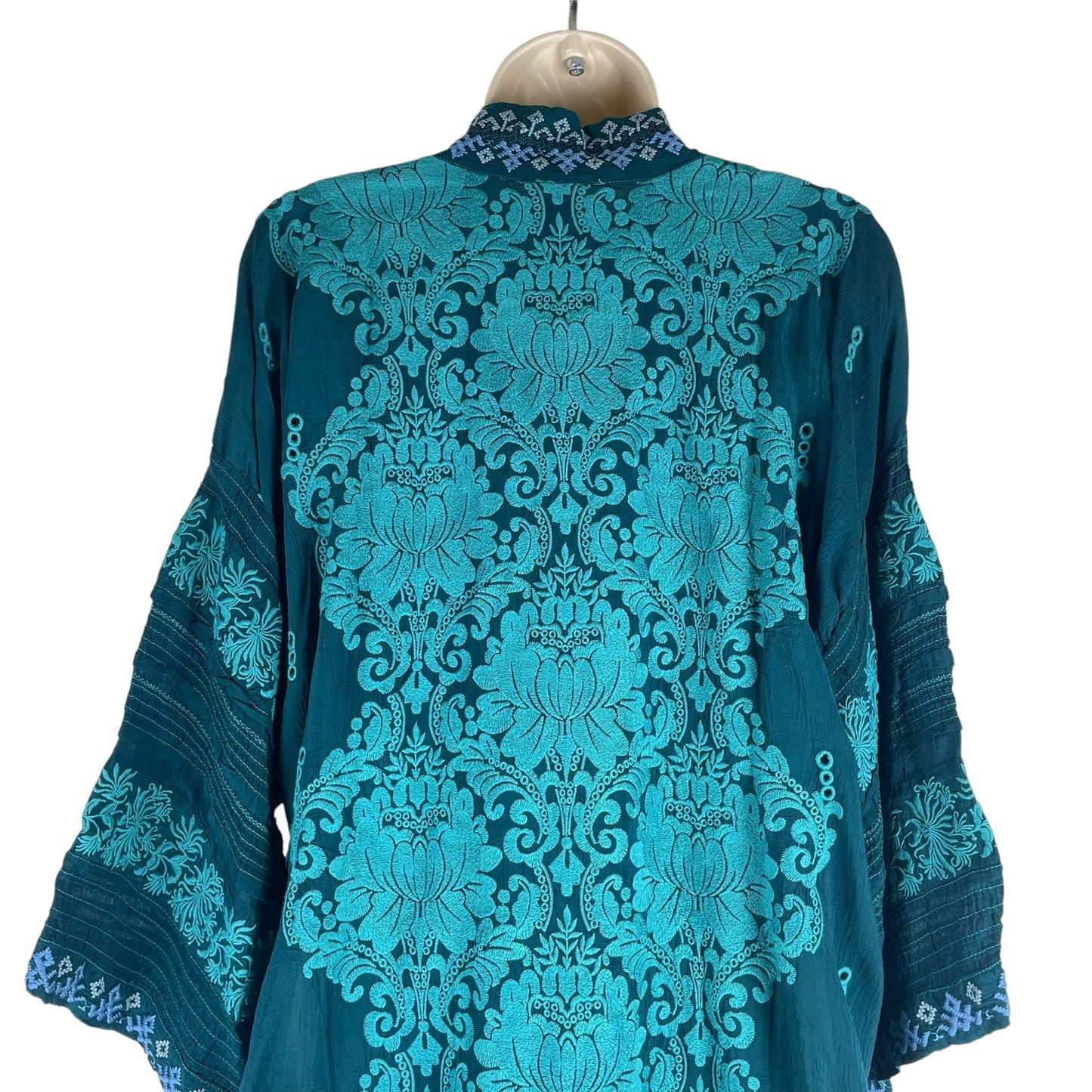 Johnny Was Bellamo Verona Kimono Jacket Embroidery Lakeside Blue Size S