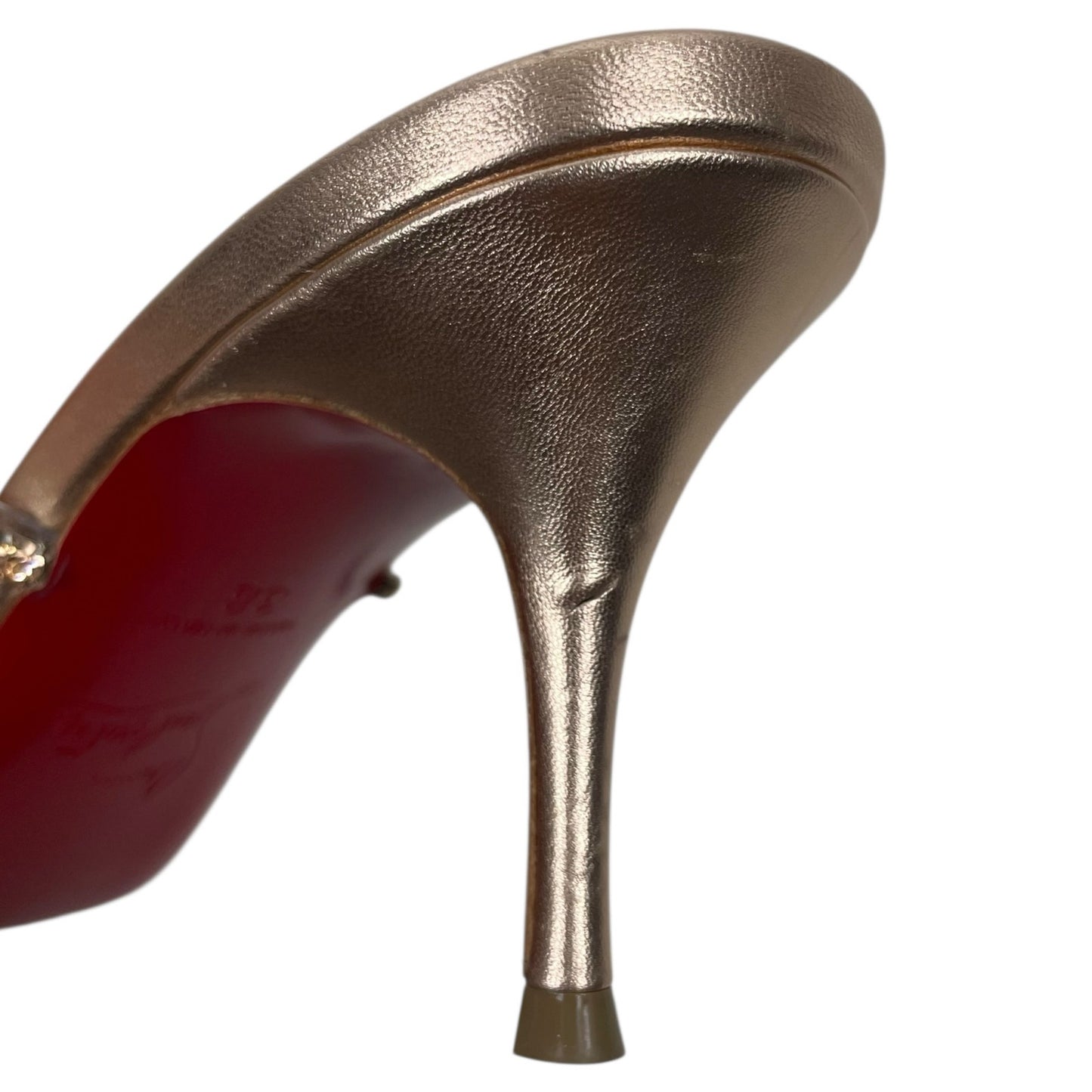 Christian Louboutin Just Queen 70 Crystal Mule Sandal Gold Size 38