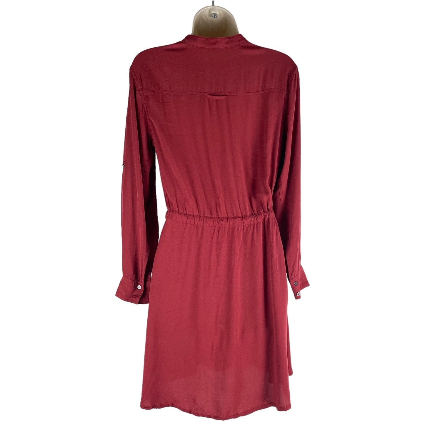 All Saints Sanko Drawstring Tie Mini Shirt Dress Crimson Orange Size 2