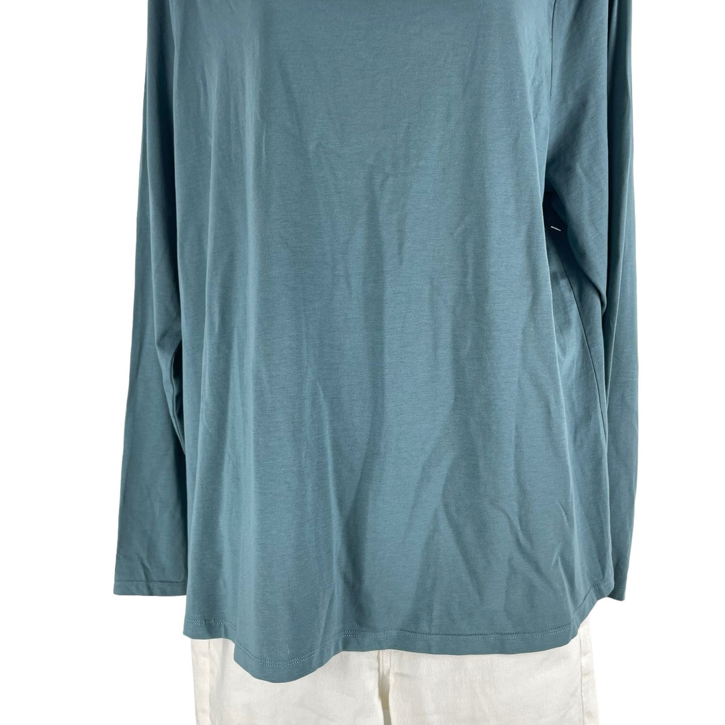 Jason Wu Mock Neck Long Sleeve Soft Jersey Top Teal Green Size 1X
