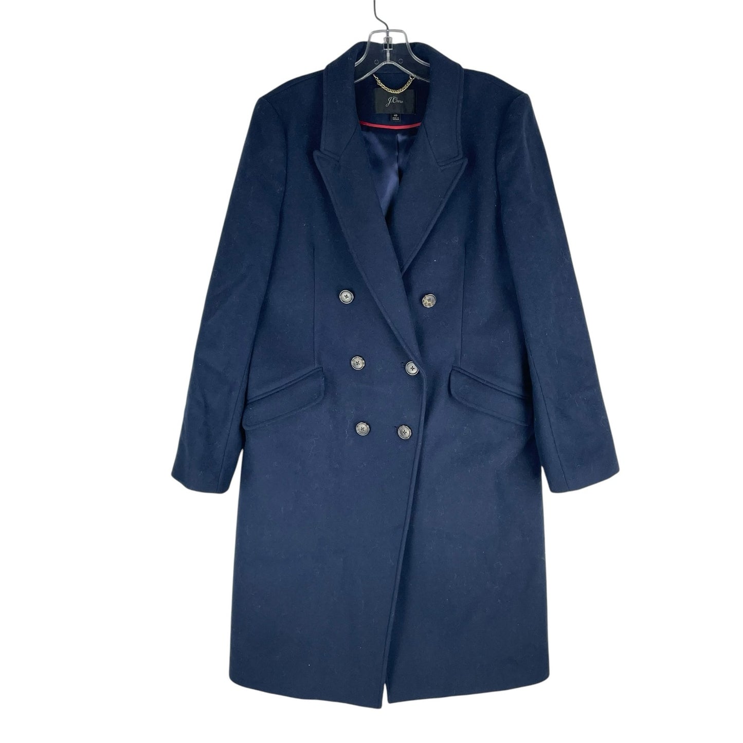 J. Crew Wool Cashmere Blend Double Breasted Top Coat Navy Blue Size 10