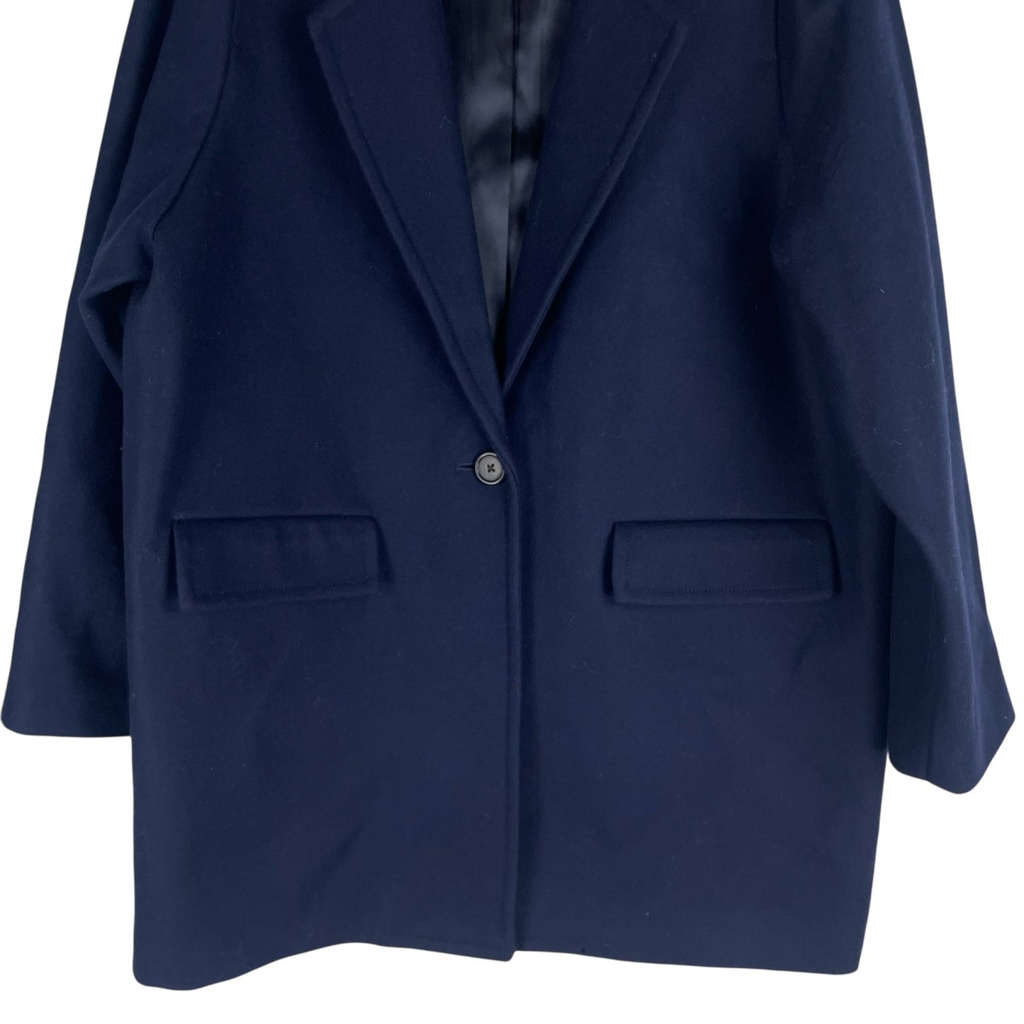 J. Crew Wool Blend Melton Boyfriend Coat One Button Navy Blue Size 12
