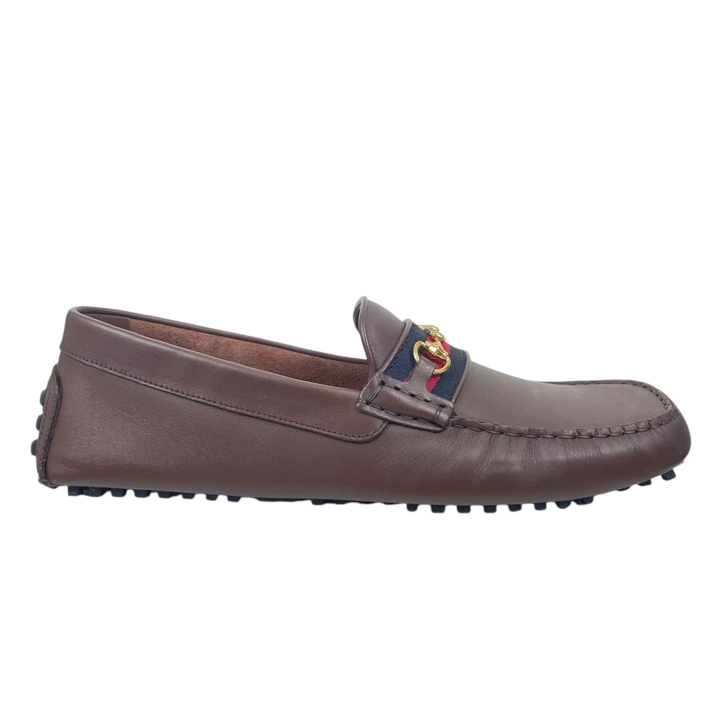 Gucci Ayrton Web GG Logo Horsebit Leather Driver Loafer Brown Size 13