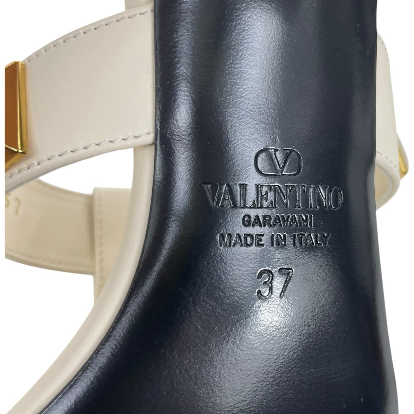 Valentino Gavarani Roman Stud 60mm Calfskin Slide Sandal Ivory Size 37