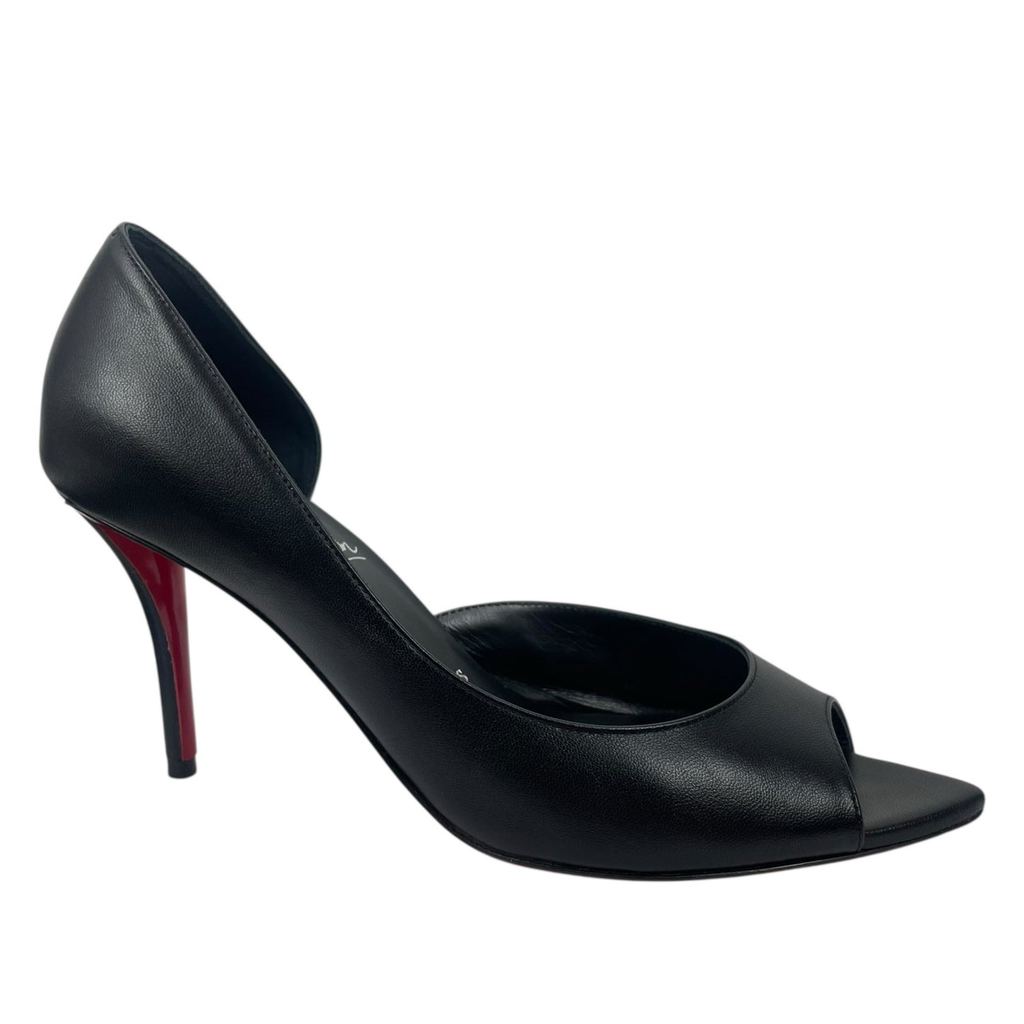 Christian Louboutin Open Apostropha 80 d'Orsay Leather Pump Black Size 38