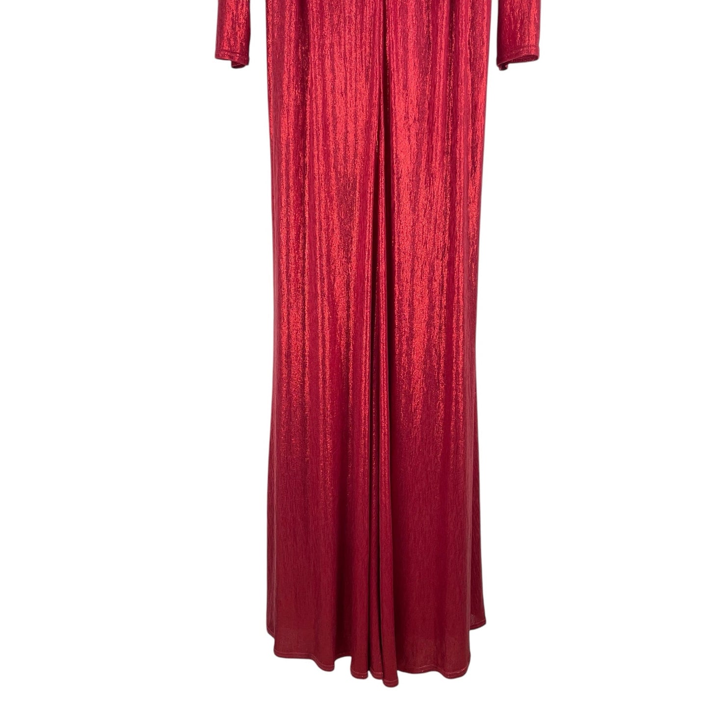 Tadashi Shoji Metallic Long Sleeve Evening Gown Deep Red Size XXL