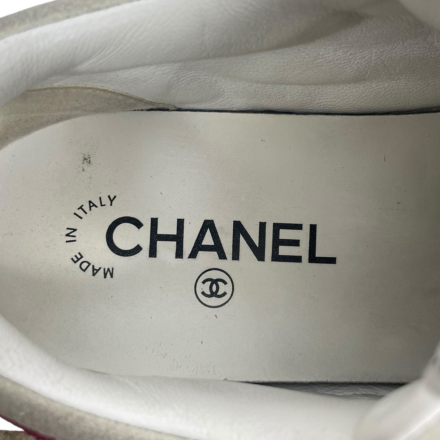 Chanel CC Logo Suede Kidskin Lace Up Sneakers Burgundy 2023 Size 36.5