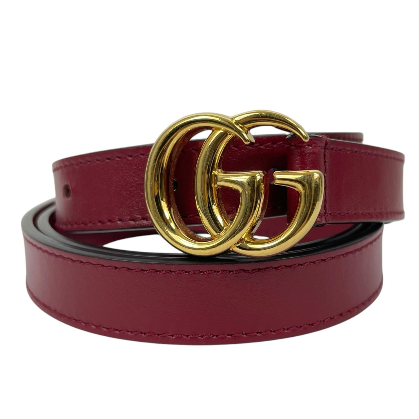 Gucci GG Logo Marmont Thin Leather Belt Rosso Ancora Red Size 100/40