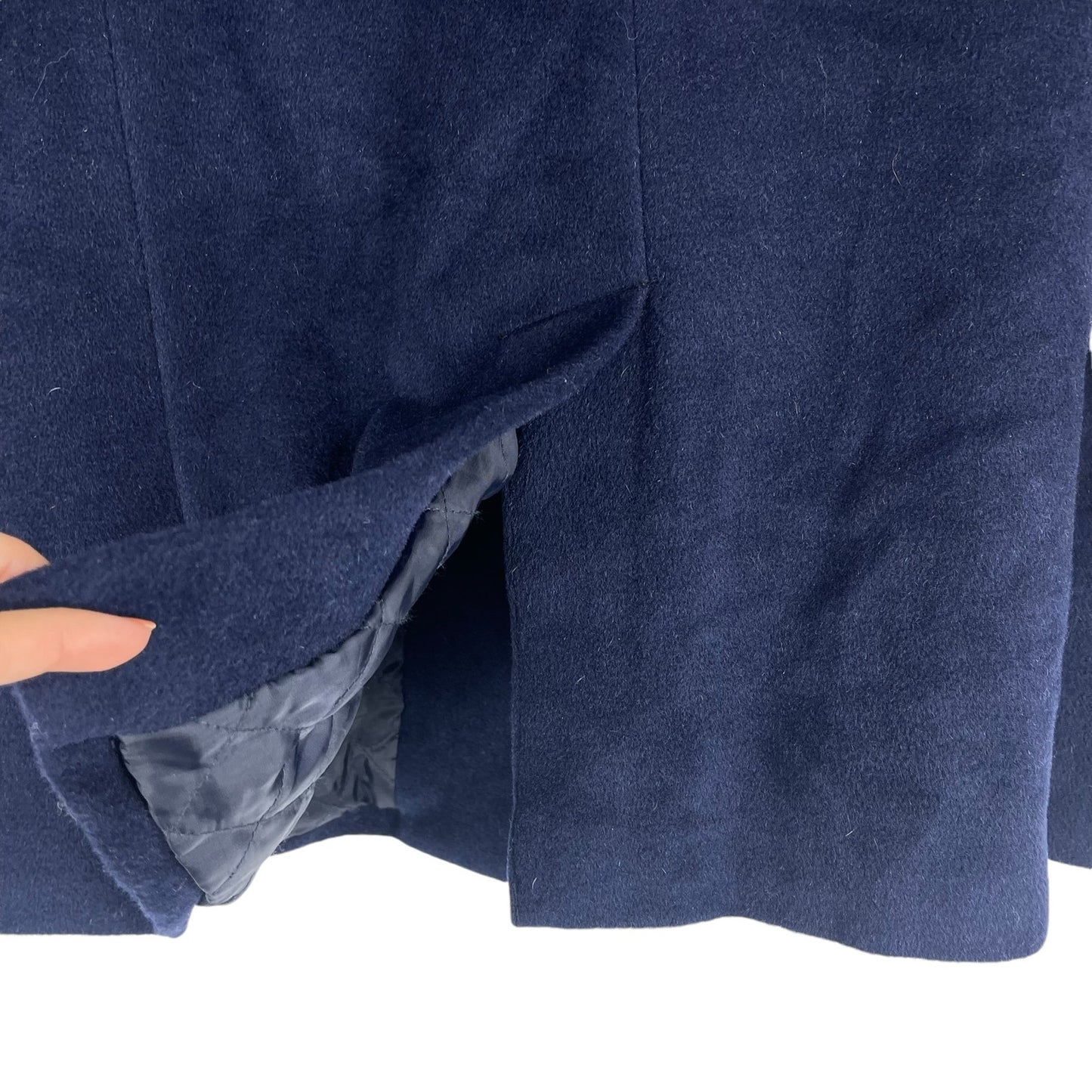 Talbots Wool Alpaca Blend Double Breasted Coat Navy Blue Size 16