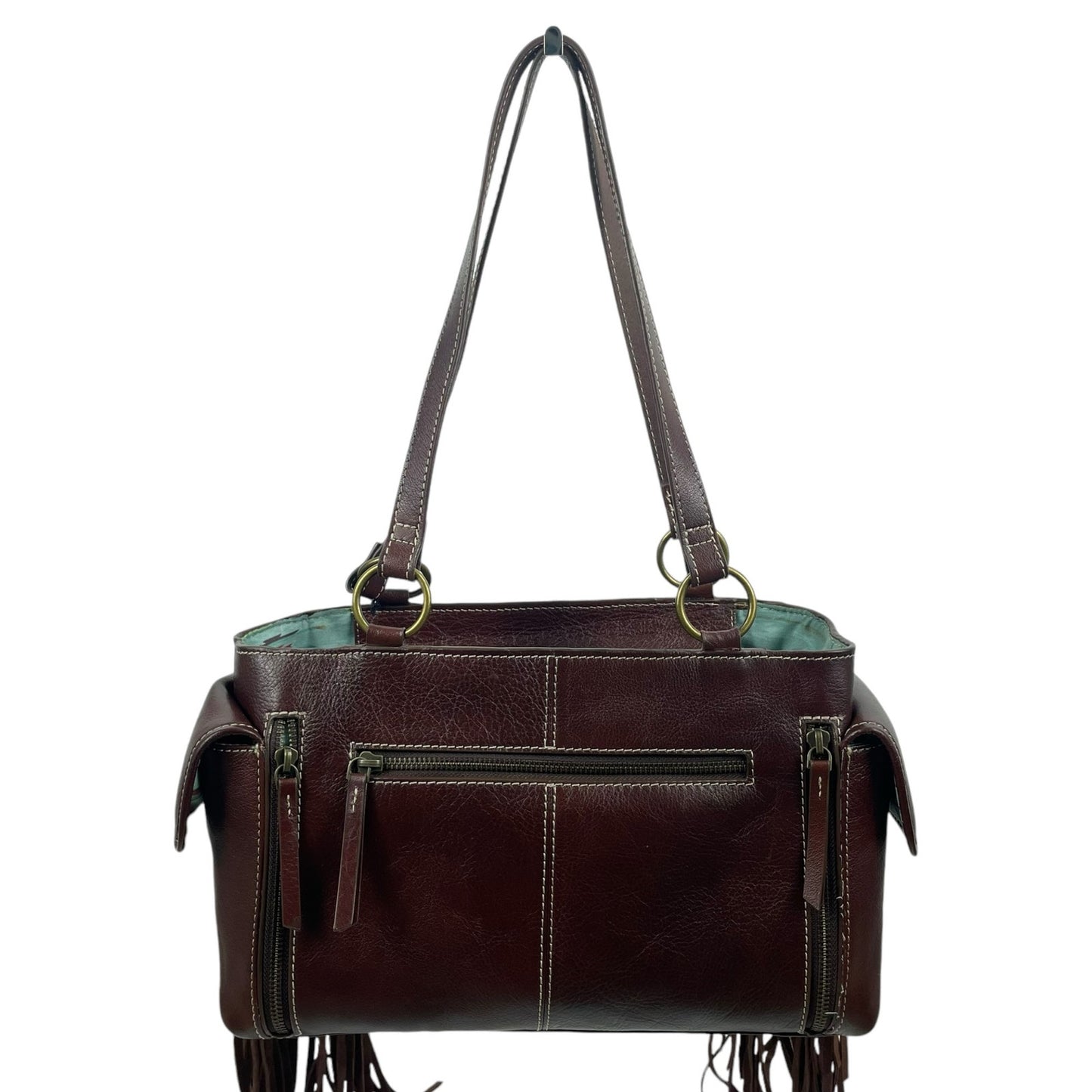 Ariat Victoria Floral Tooled Leather Fringed Shoulder Bag Brown