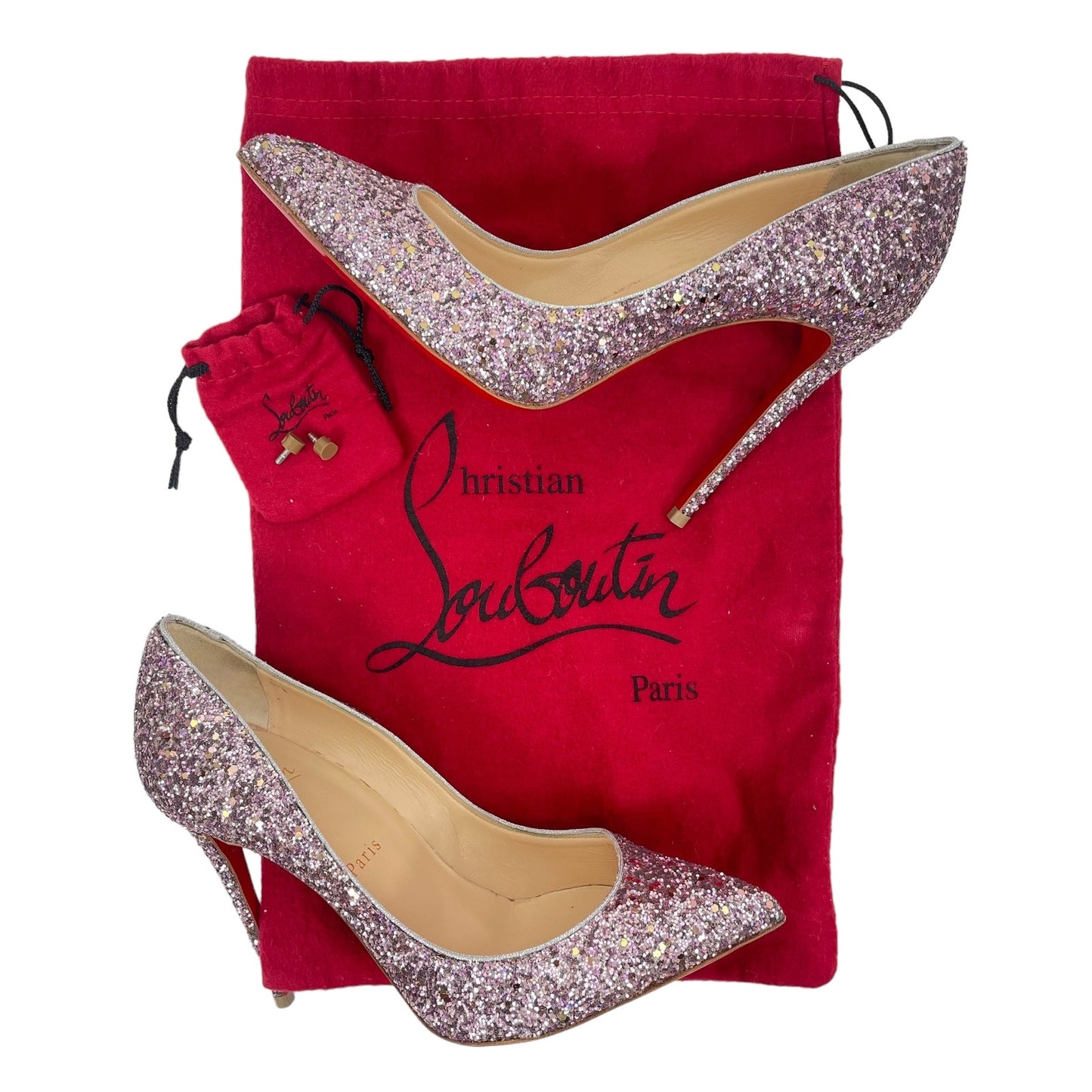 Christian Louboutin Pigalle 120 Glitter Pointed Toe Pump Pink Size 38