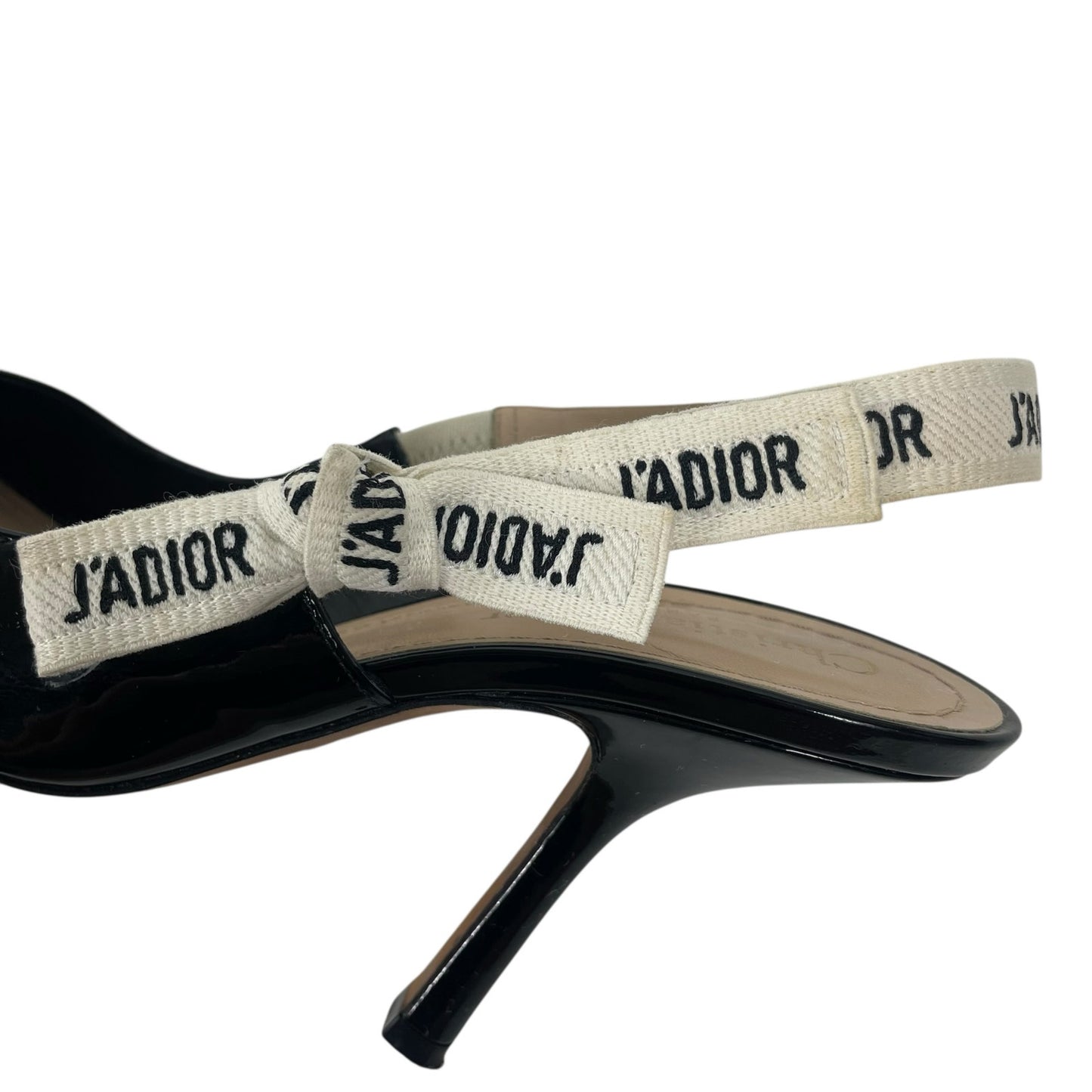 Christian Dior J'Adior 100 Slingback Pumps Patent Leather Black Size 39