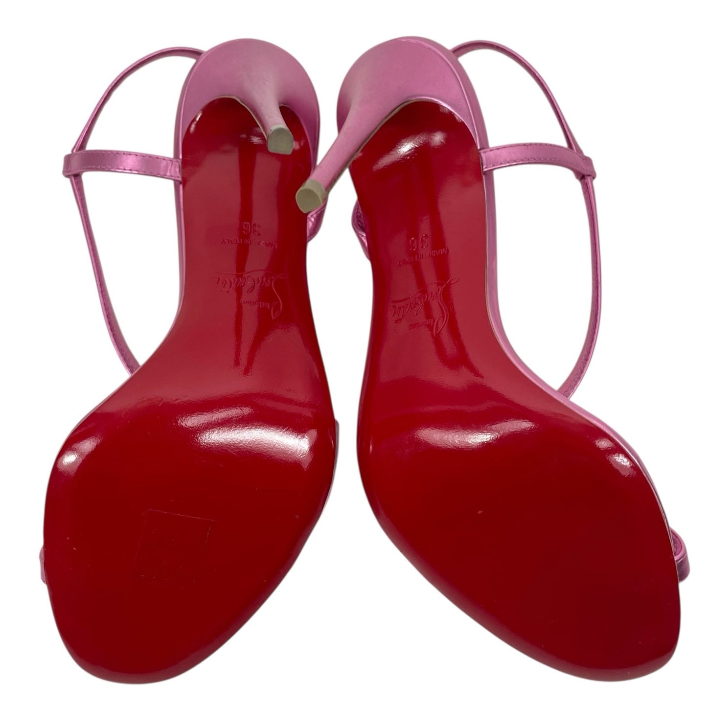 Christian Louboutin Rosalie 100 Leather Heeled Sandals Pink Size 36