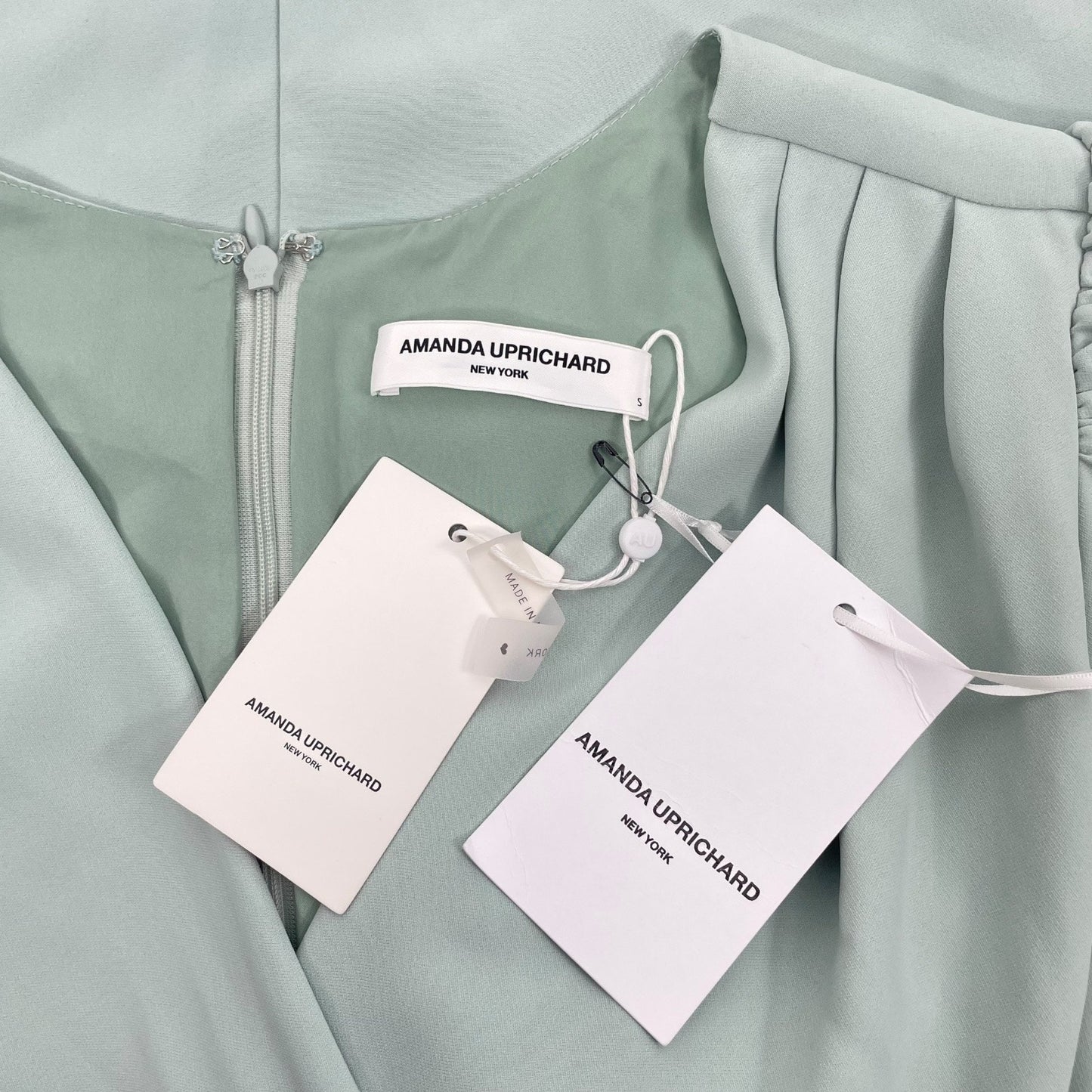 Amanda Uprichard Alida Waist Tie Mini Dress Waist Tie Sage Green Size S
