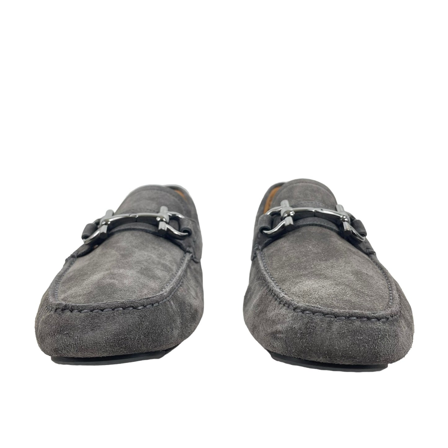 Salvatore Ferragamo Parigi Eco Suede Gancini Bit Driver Loafer Gray Size 8.5