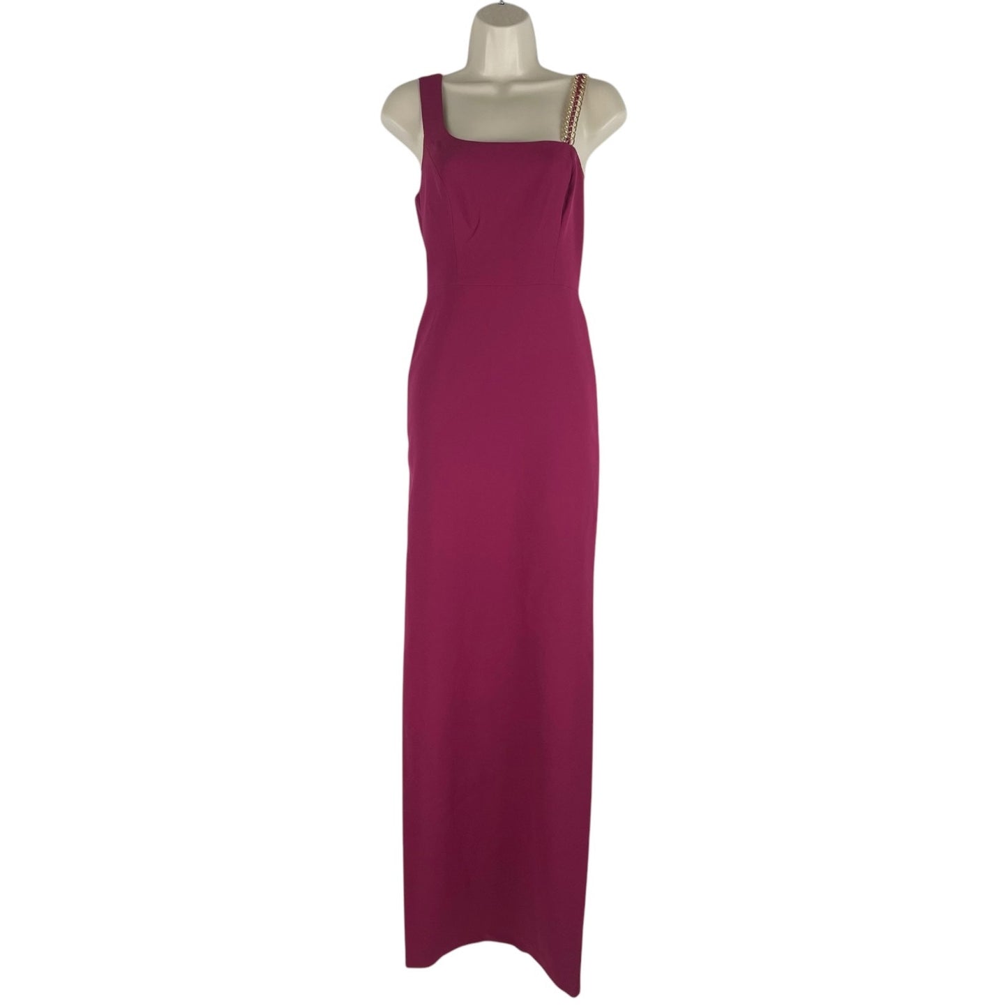 BCBGMaxAzria Gracie One Shoulder Chain Gown Column Dress Beet Size 2