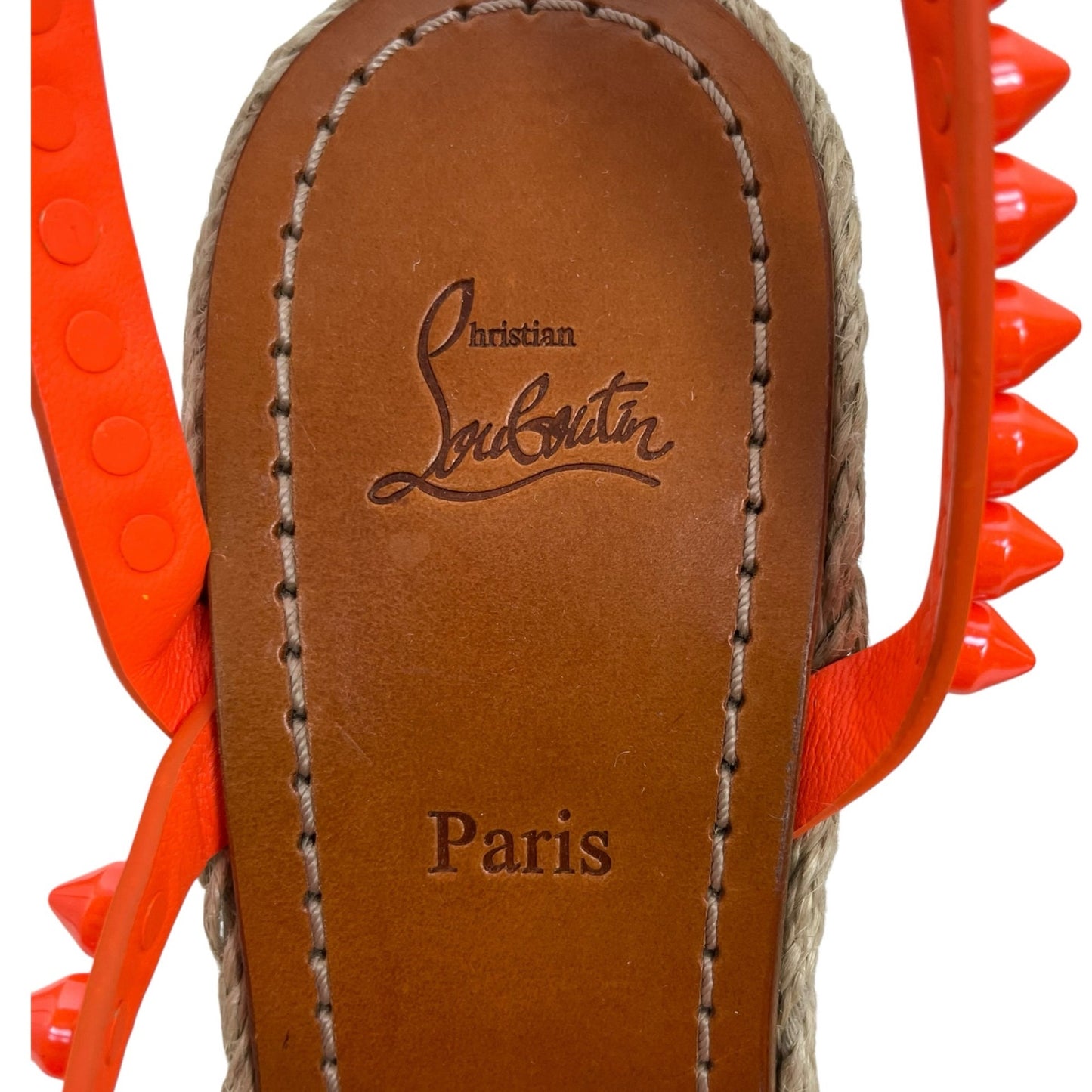 Christian Louboutin Mafaldina Zeppa 120 Wedge Sandal Orange Size 40