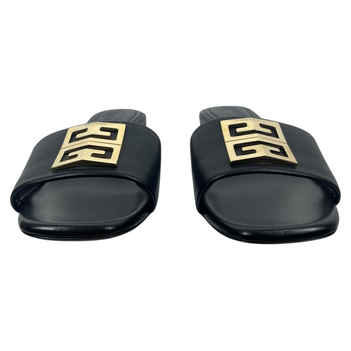 Givenchy 4G Gold Logo Black Nappa Leather Mule Sandal Size 36