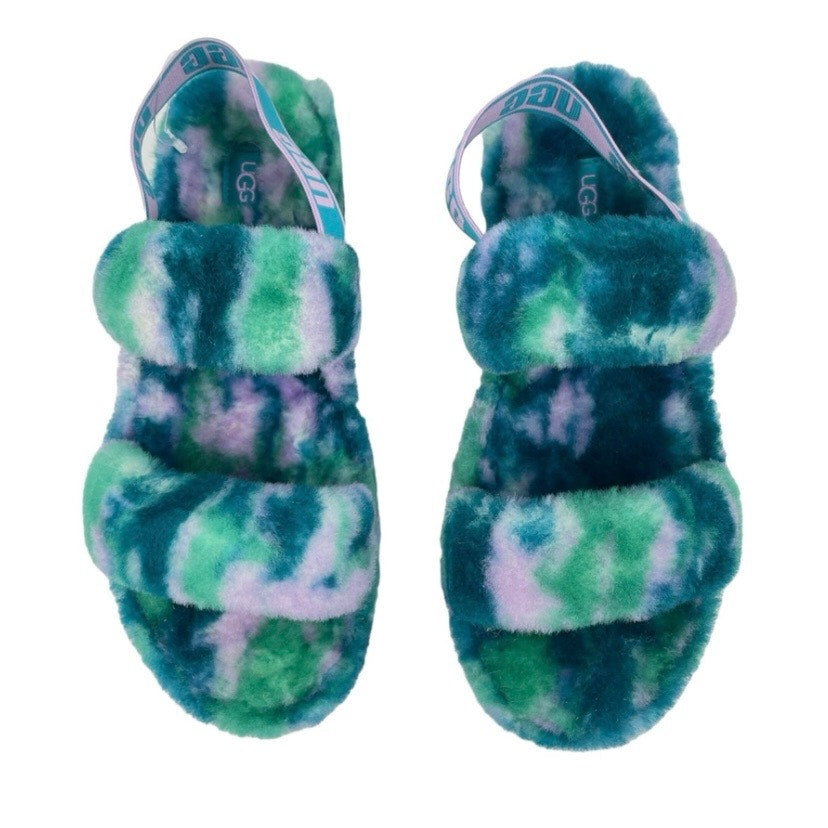 UGG Australia Oh Yeah Marble Sldie Sandals Green Size 6