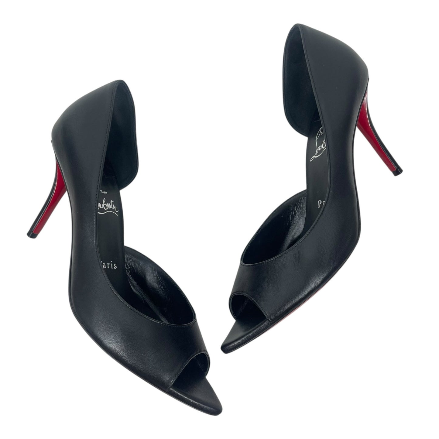 Christian Louboutin Open Apostropha 80 d'Orsay Leather Pump Black Size 38