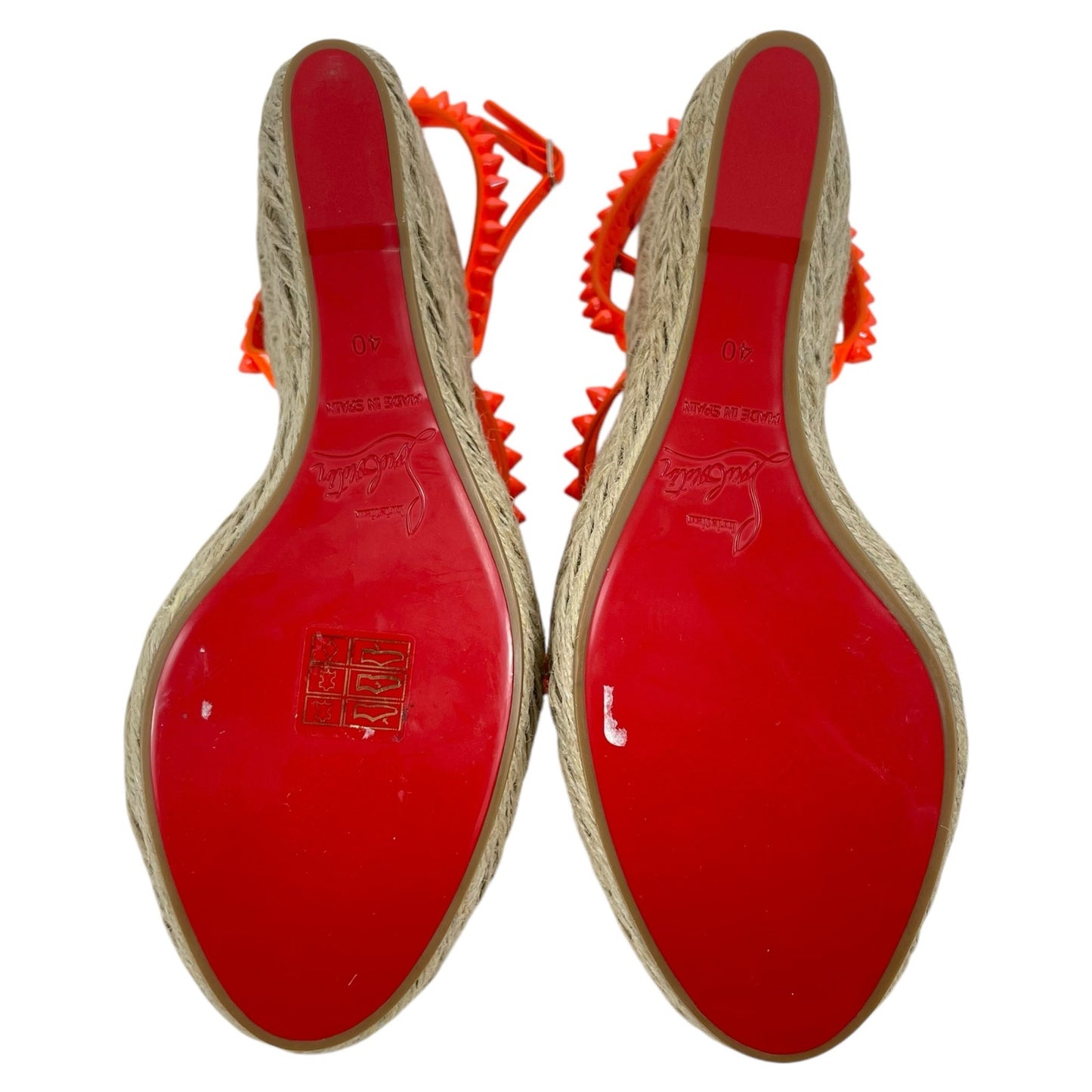 Christian Louboutin Mafaldina Zeppa 120 Wedge Sandal Orange Size 40