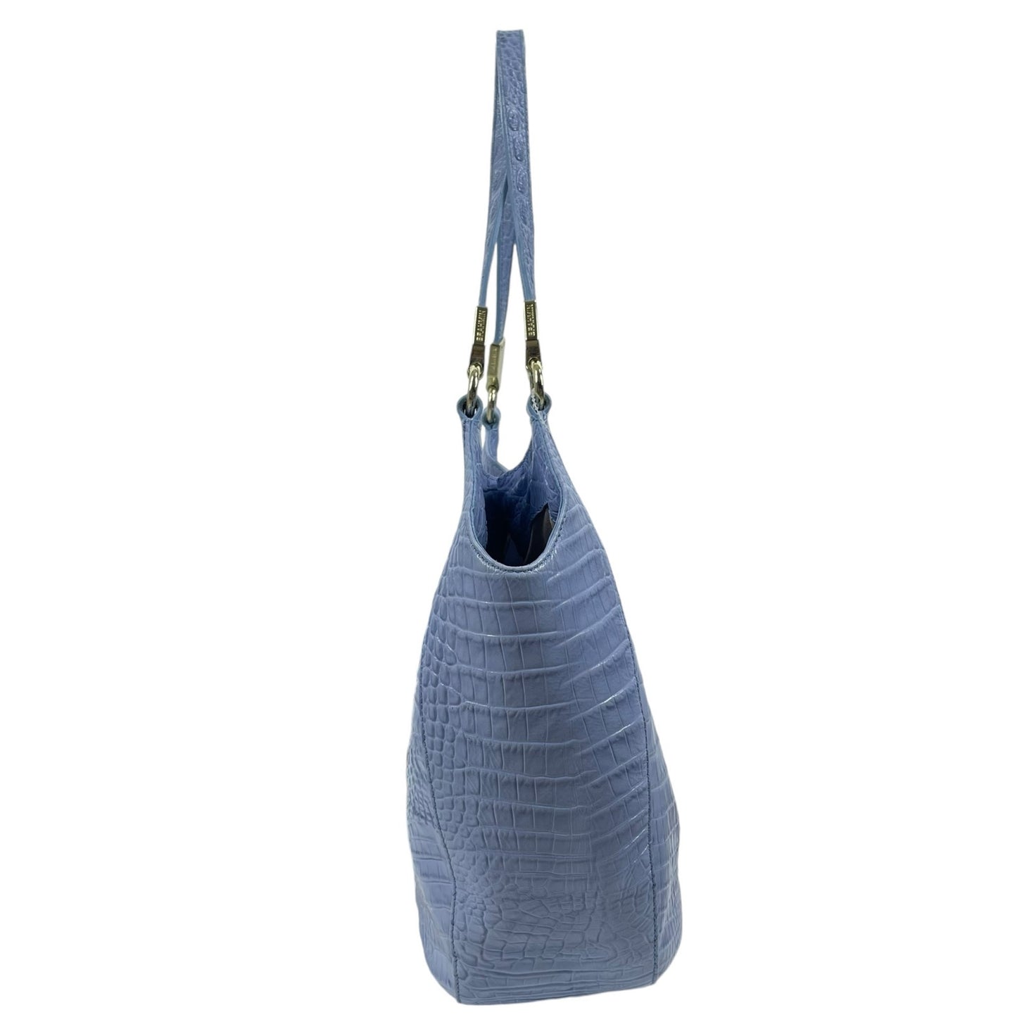 Brahmin Marianna Melbourne Leather Tote Bag Periwinkle Blue Croc Embossed