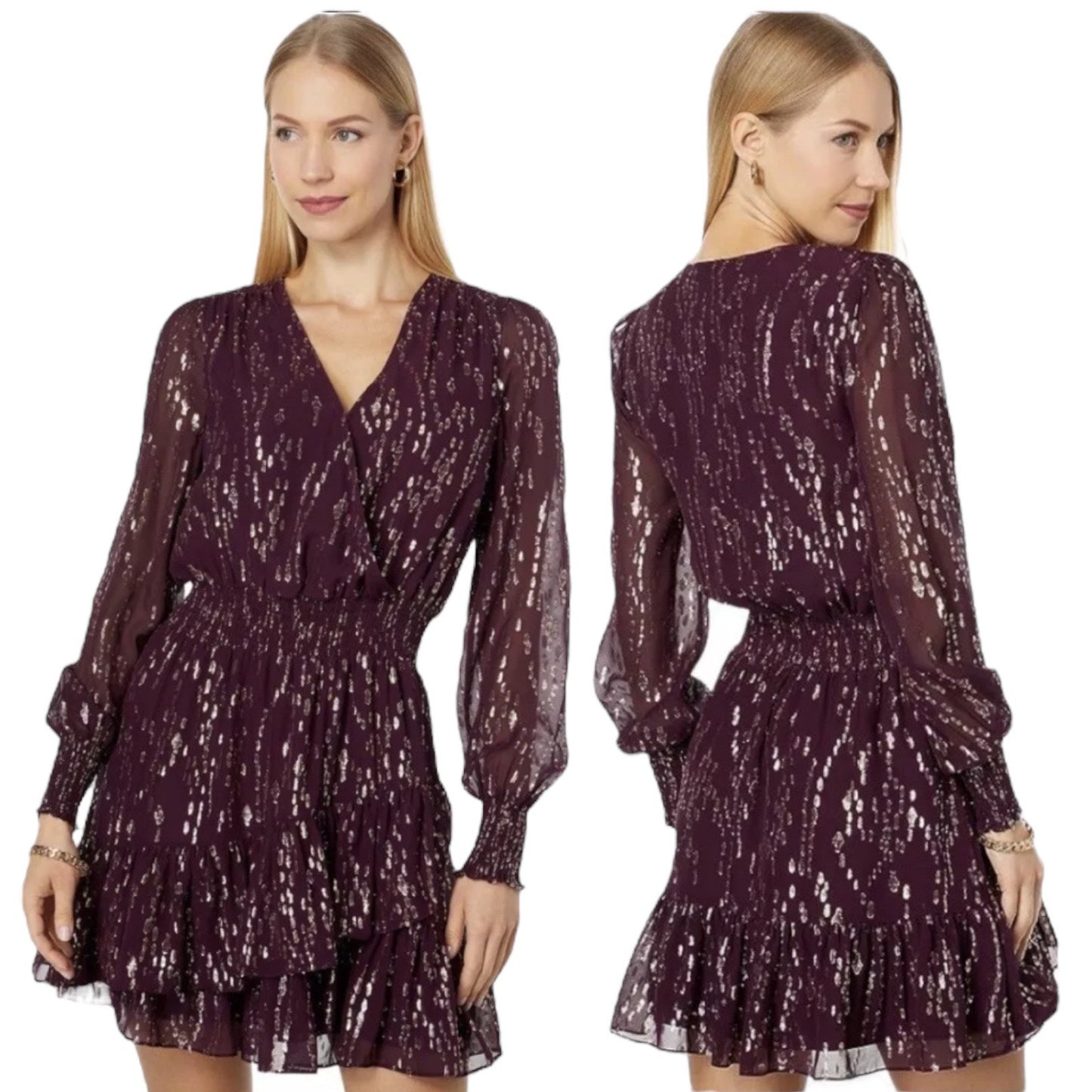 Lilly Pulitzer Cristiana Silk Dress Long Sleeve Cherry Red Gold Size 0