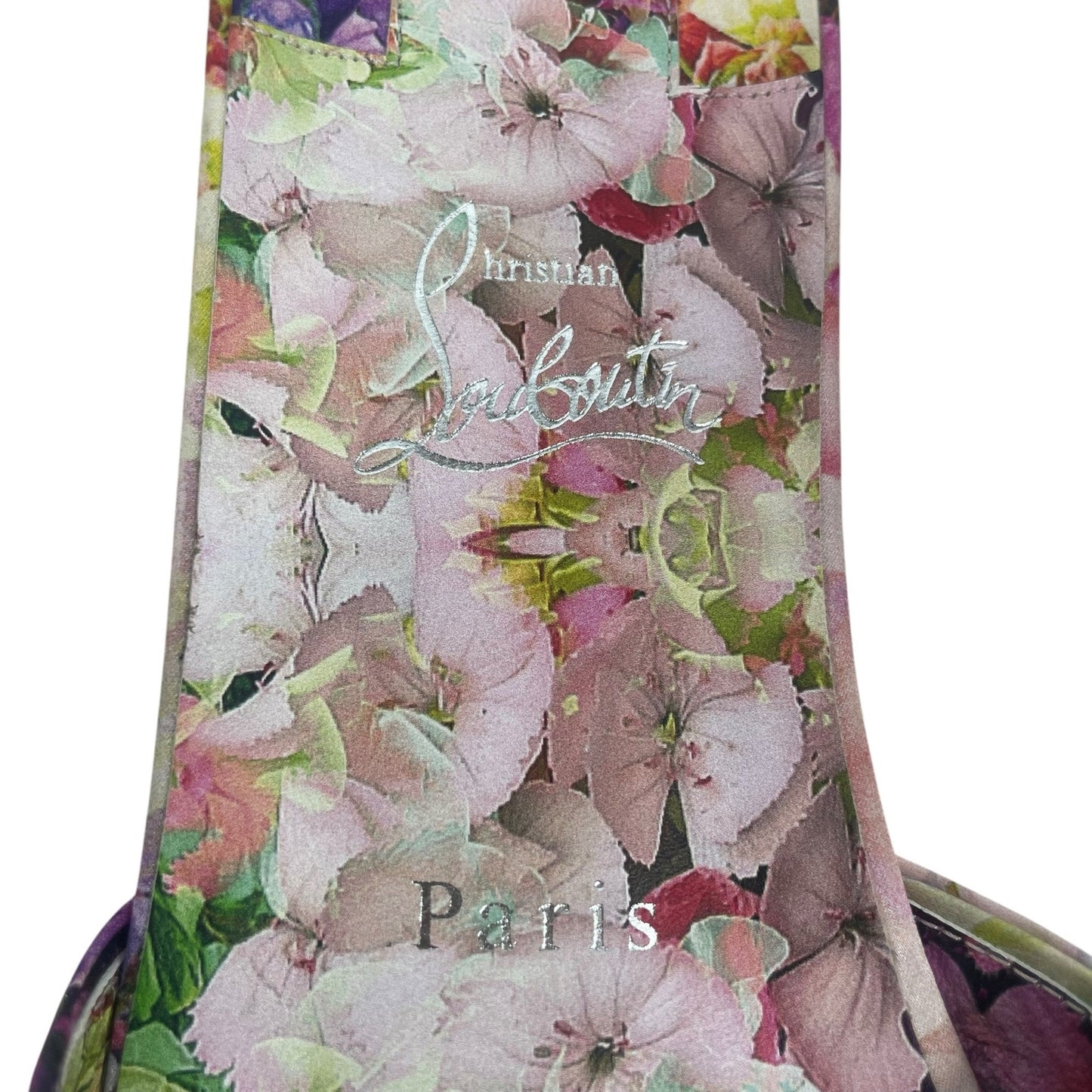 Christian Louboutin Nicol is Back Floral Satin Flat Slide Size 40