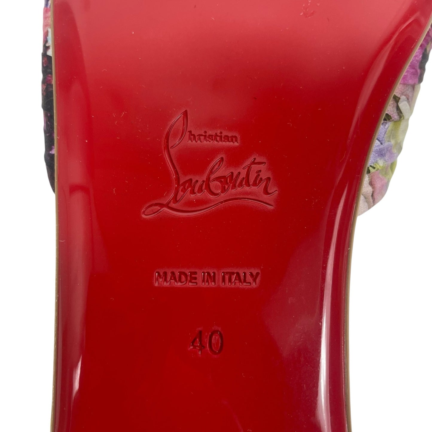 Christian Louboutin Nicol is Back Floral Satin Flat Slide Size 40
